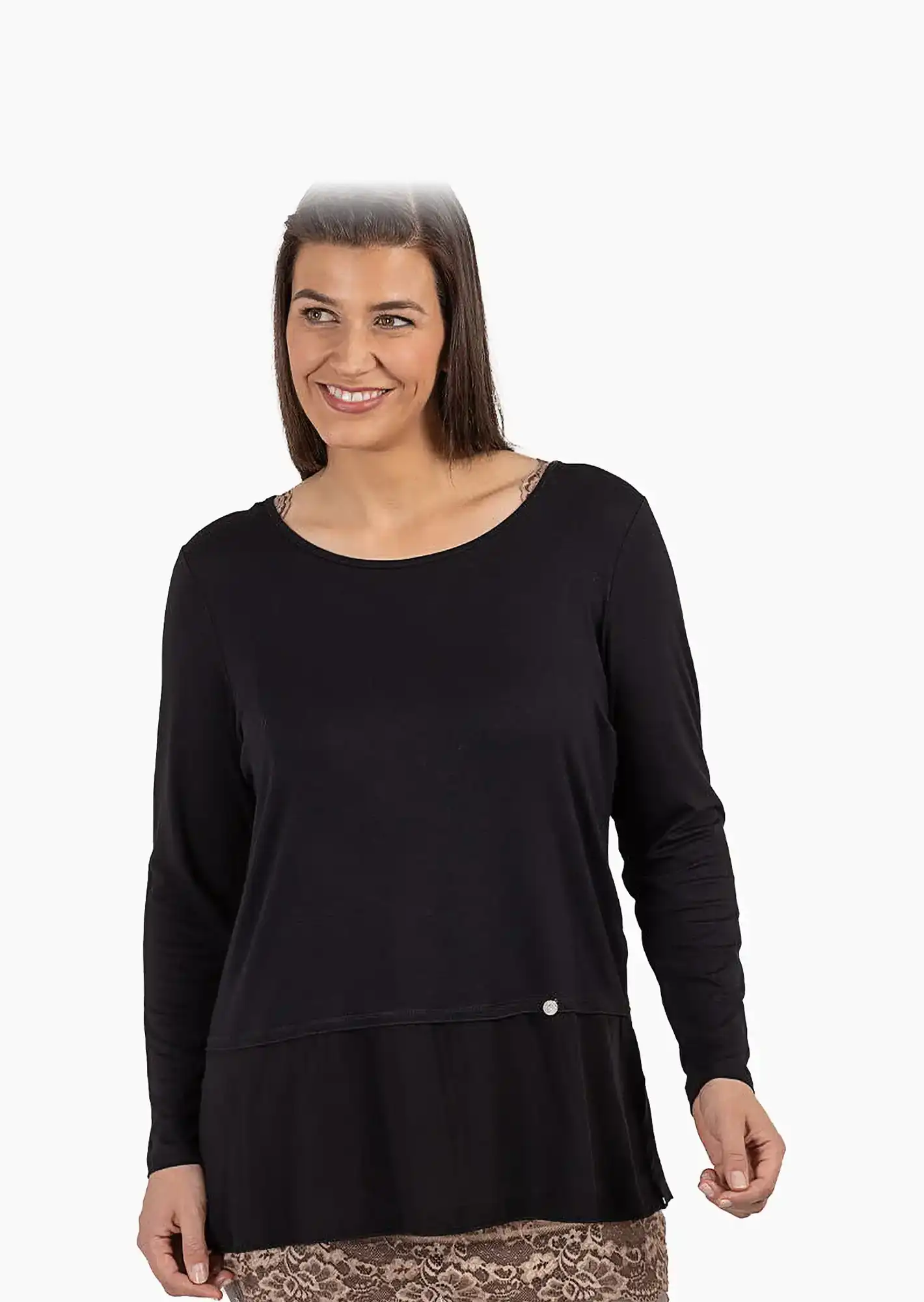 Basic Langarmshirt KATI, schwarz