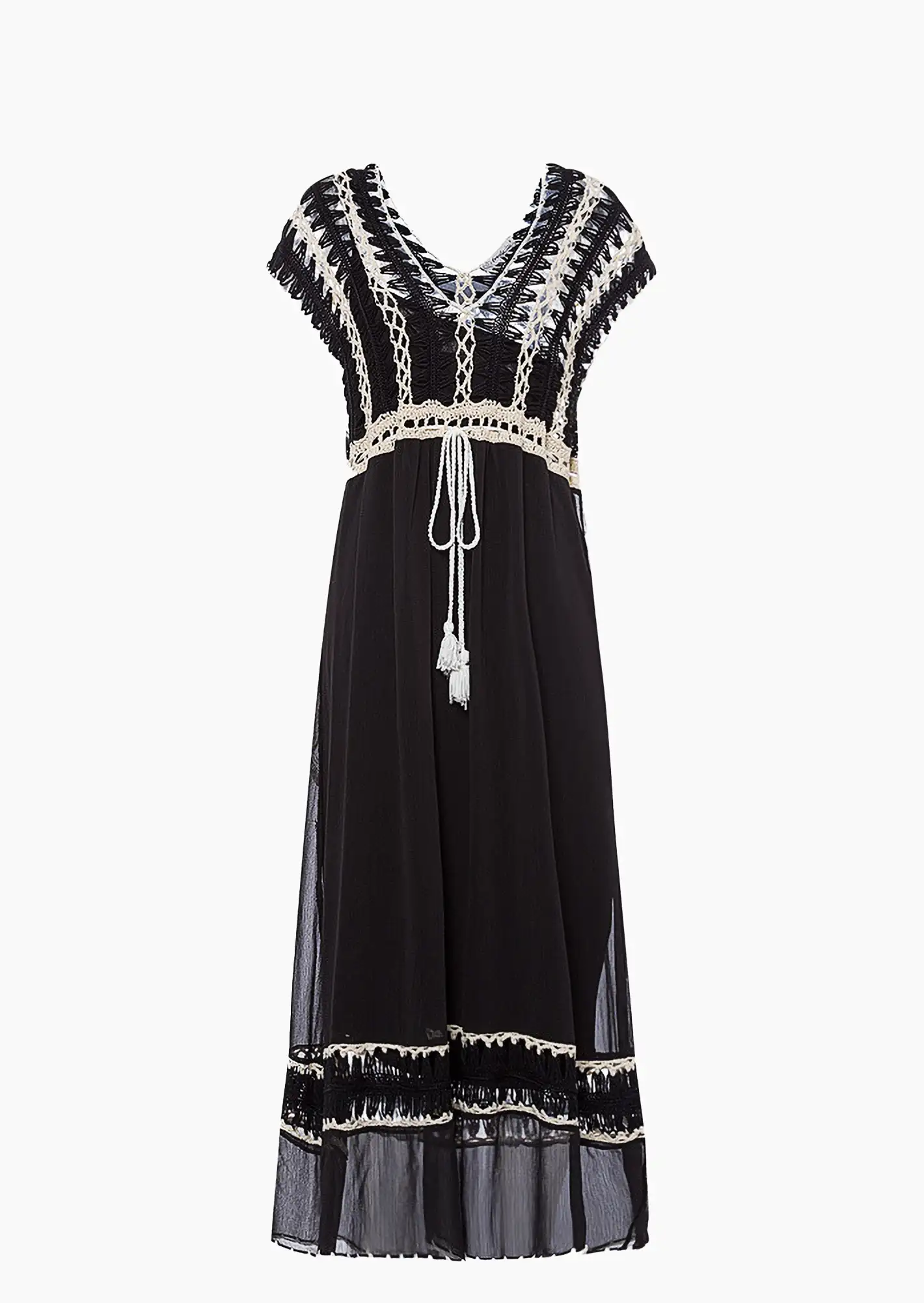 Kleid mit Crochet 2 in 1, schwarz