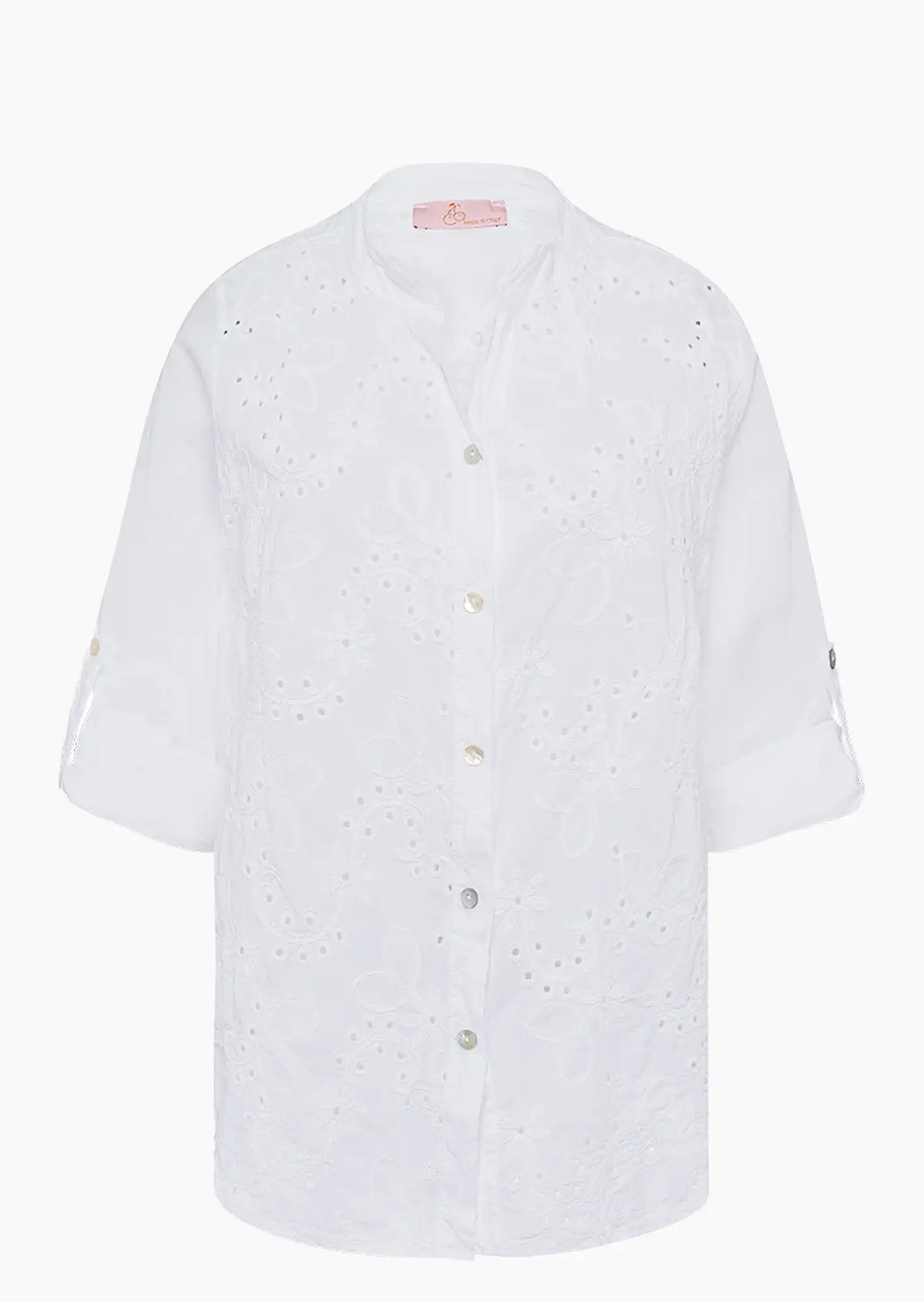 Bluse mit Stickerei, weiß