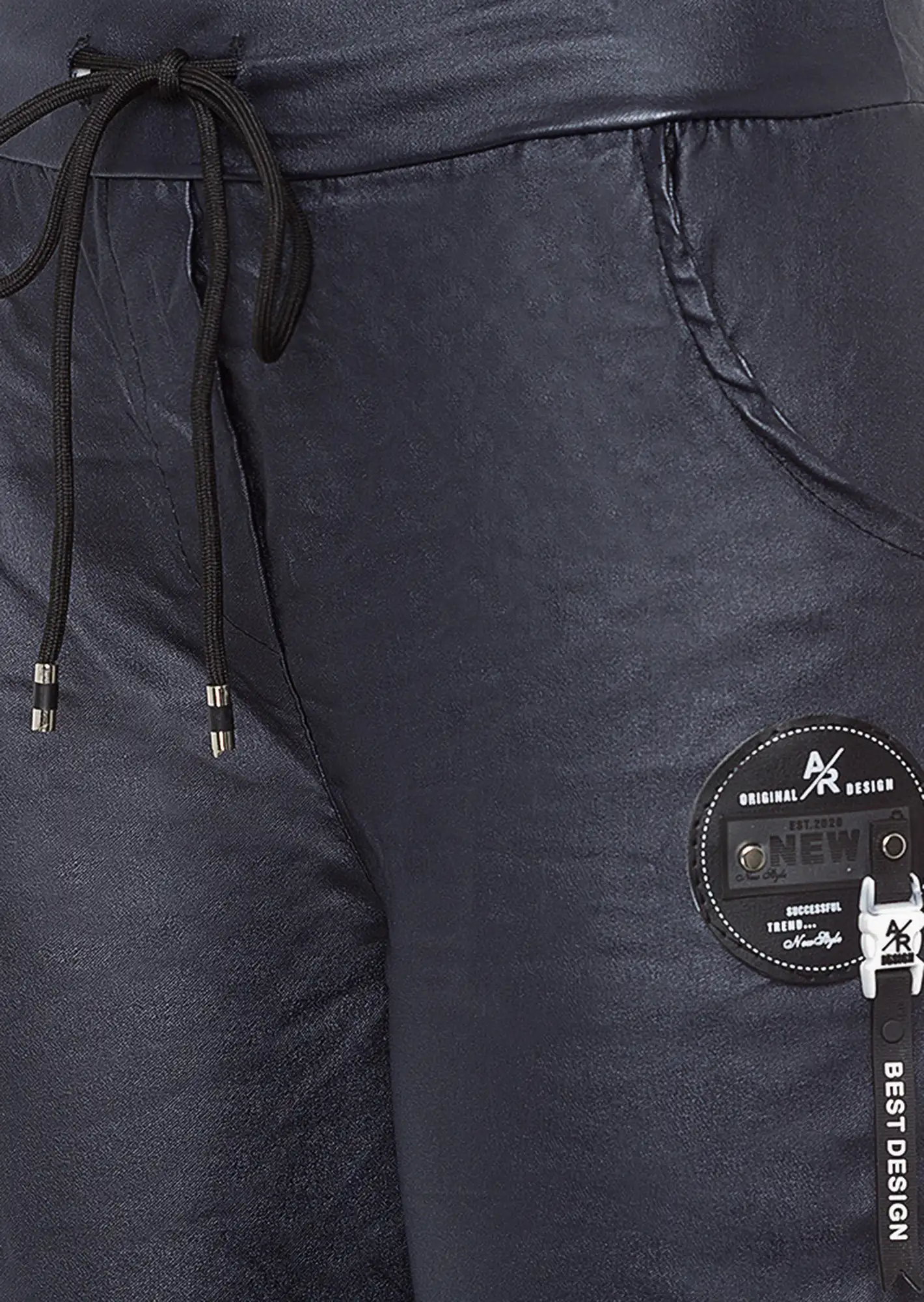 Joggpants in Leder-Optik, navy