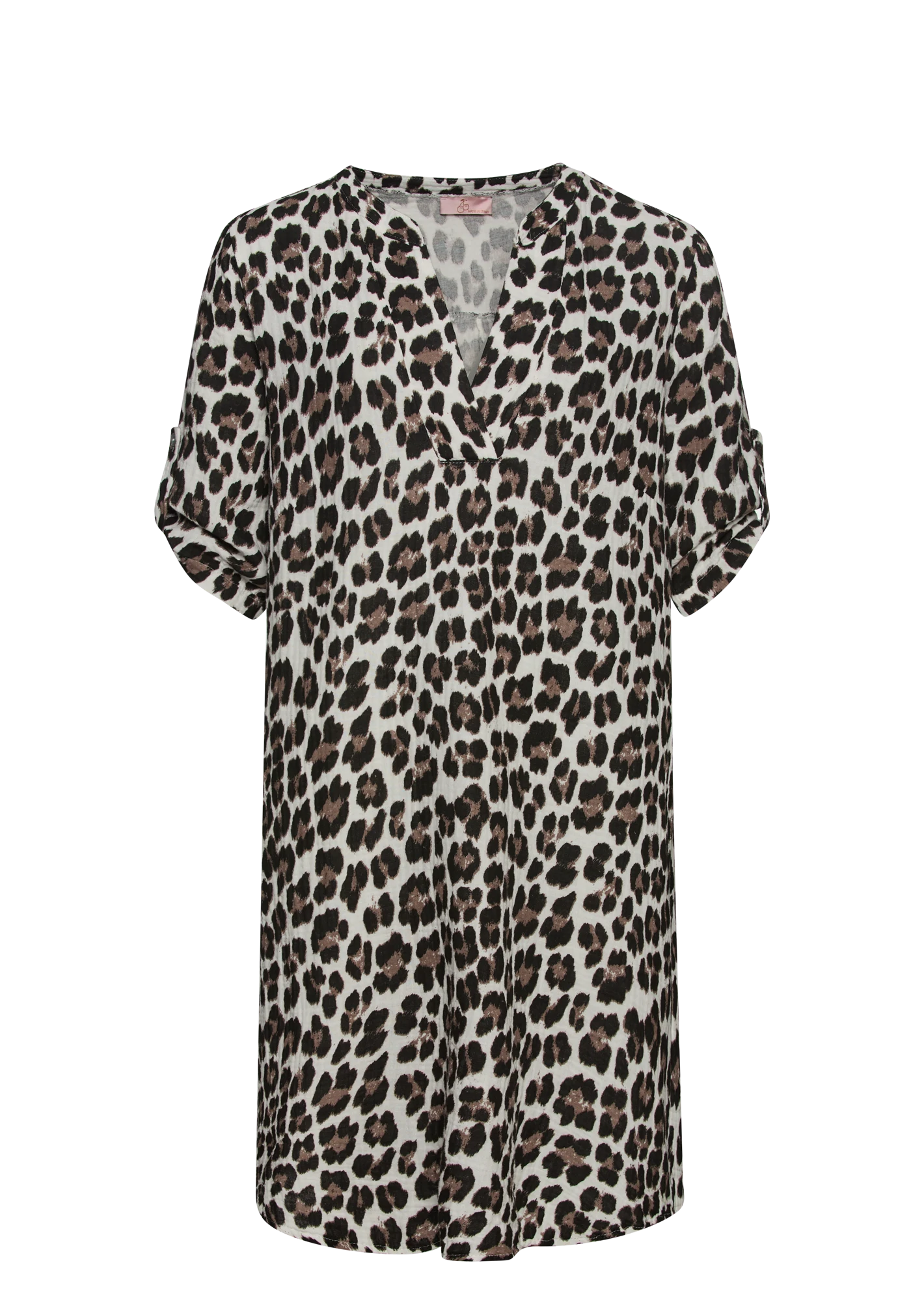 Musselin-Kleid, crema-schwarz