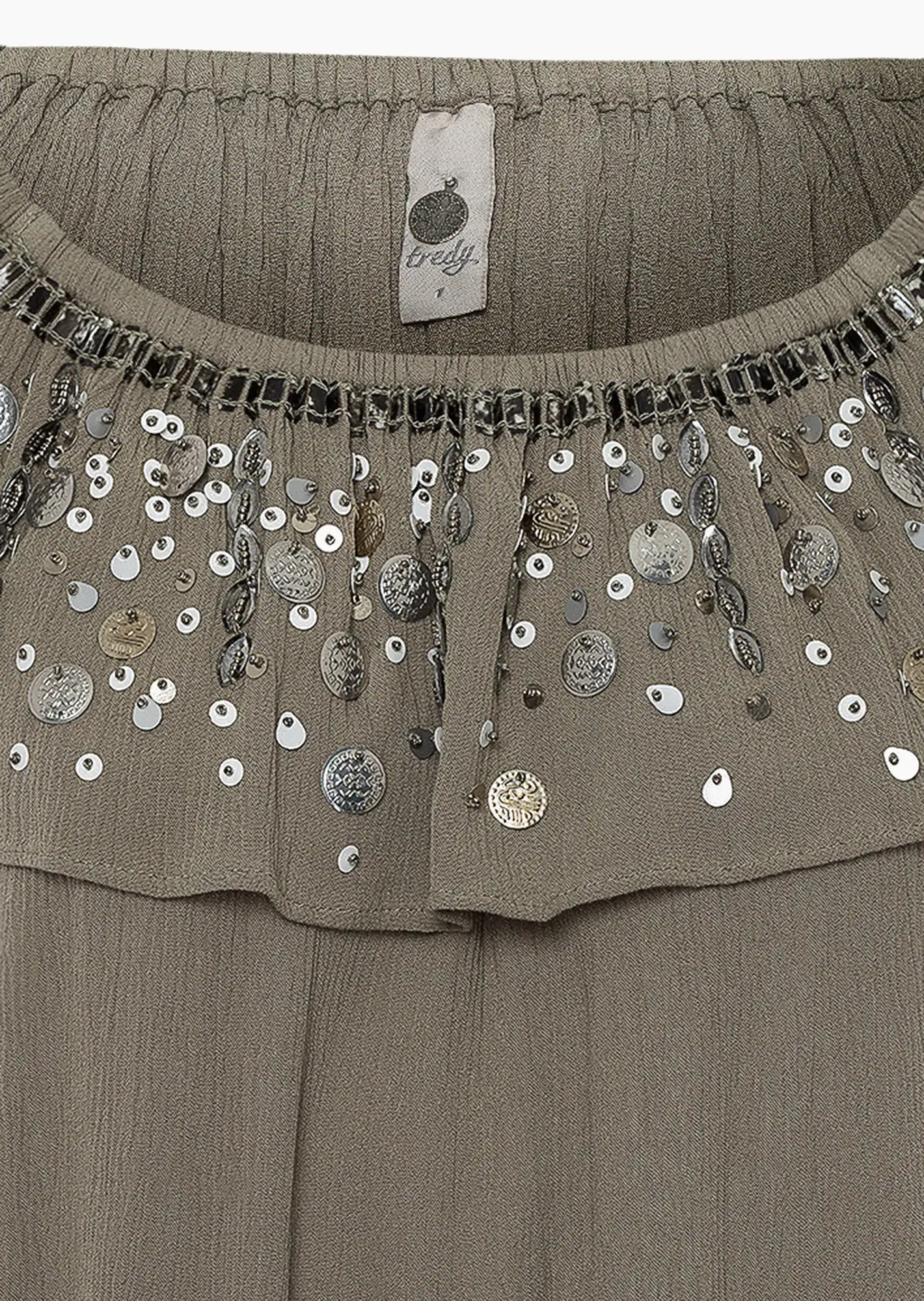 Bluse mit Pailletten, salbei