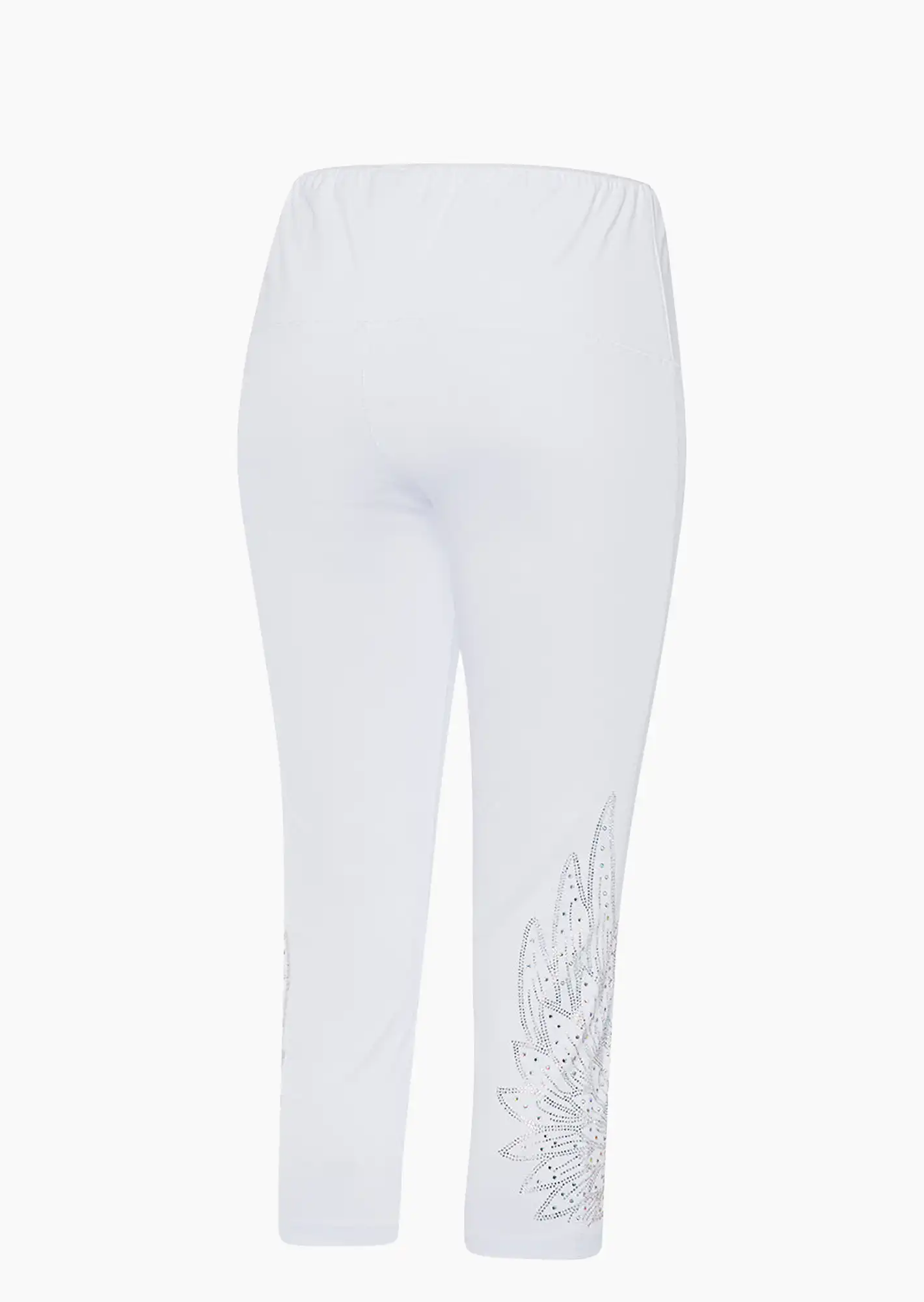 Capri-Leggings mit Ziersteinen, weiß