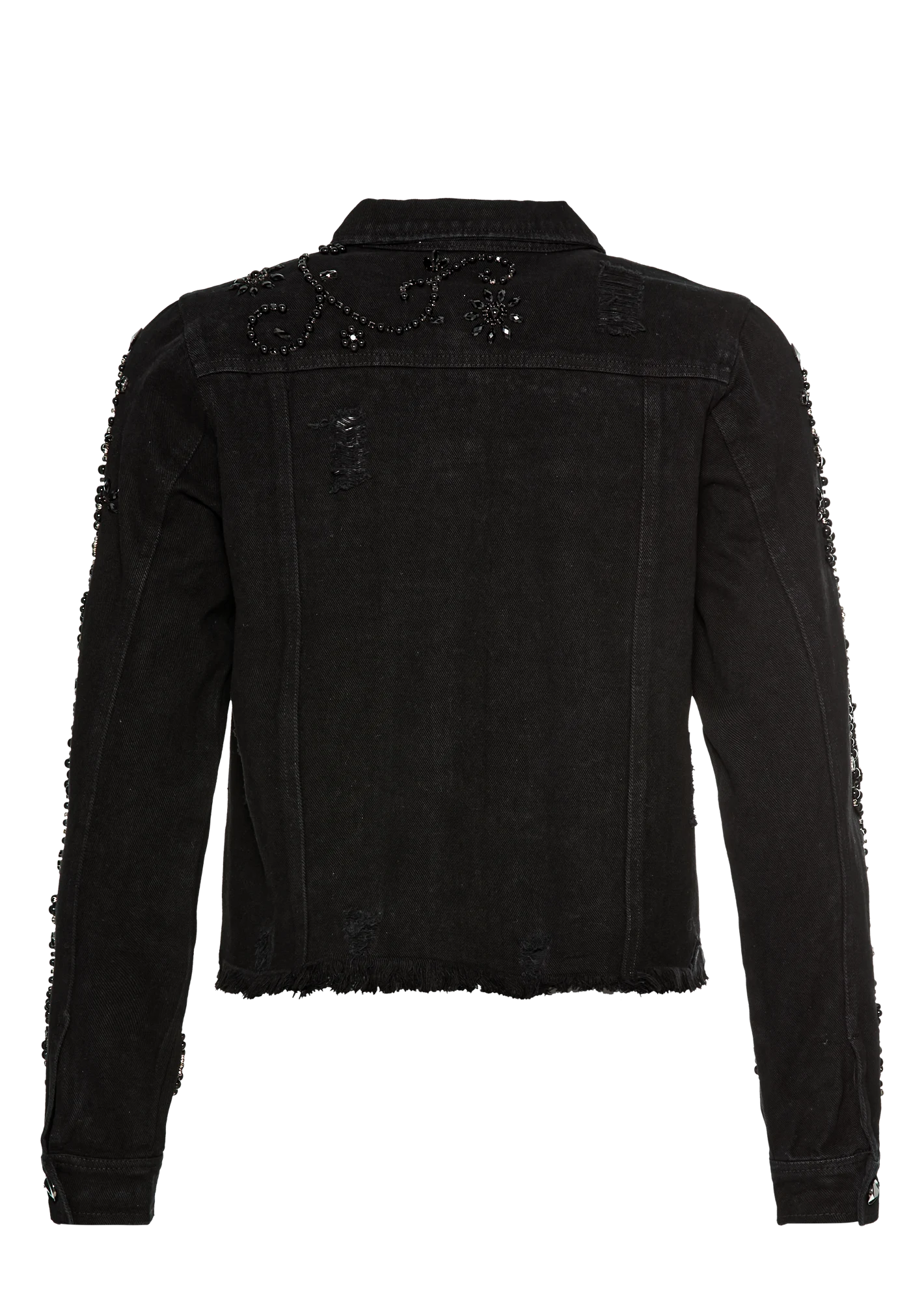 Jeansjacke mit Perlen, schwarz