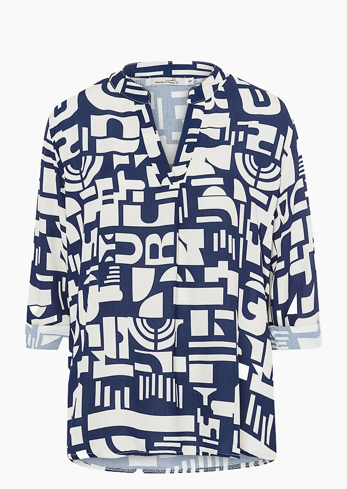 Bluse im Alloverprint, navy-offwhite