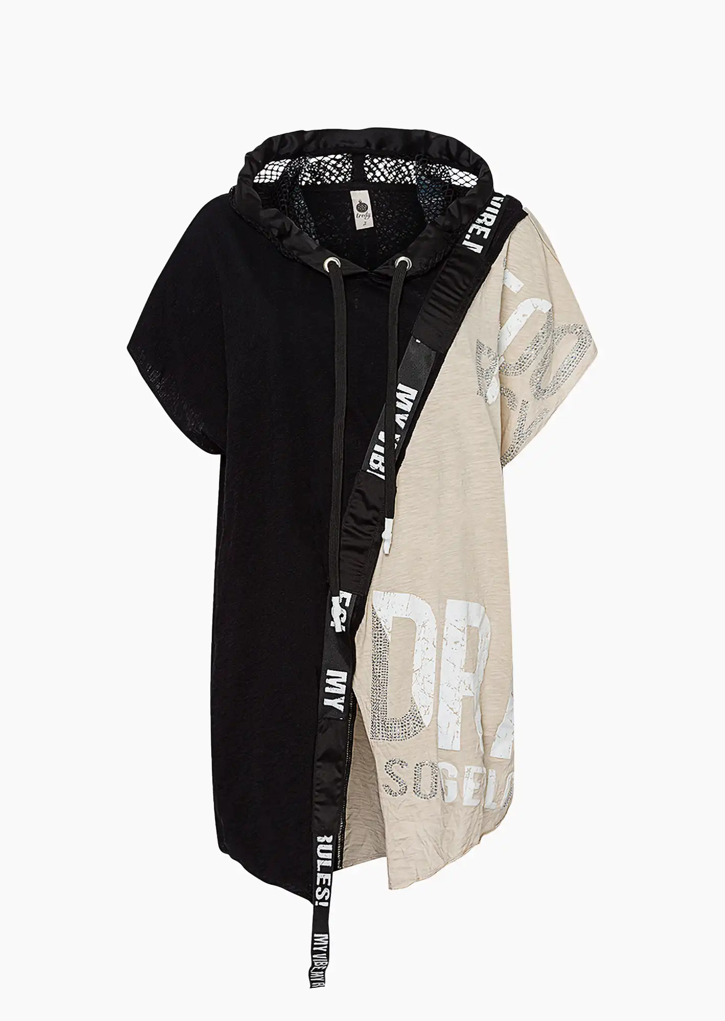 Shirt 'Drama', crema-schwarz