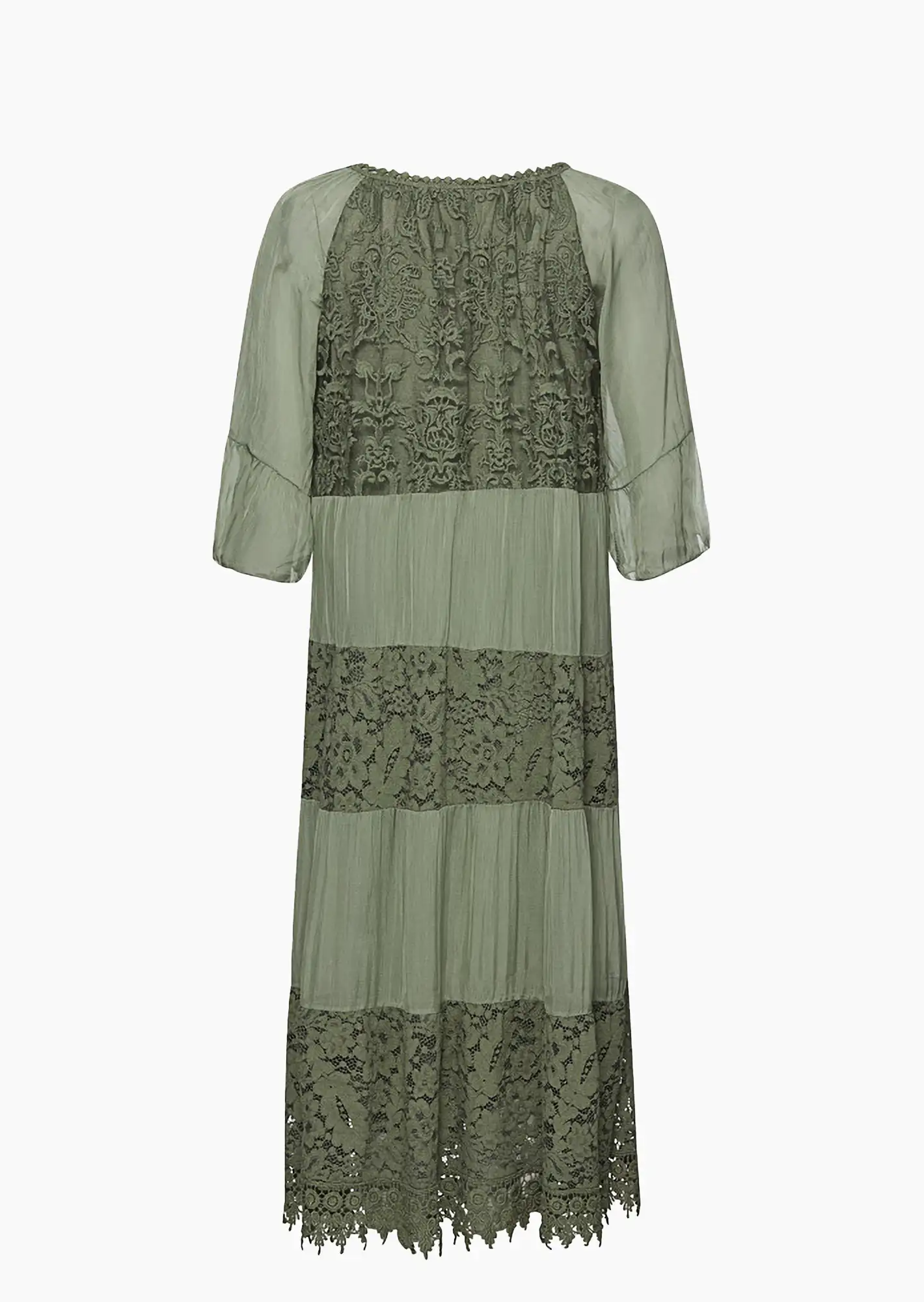 Kleid mit Volants, khaki