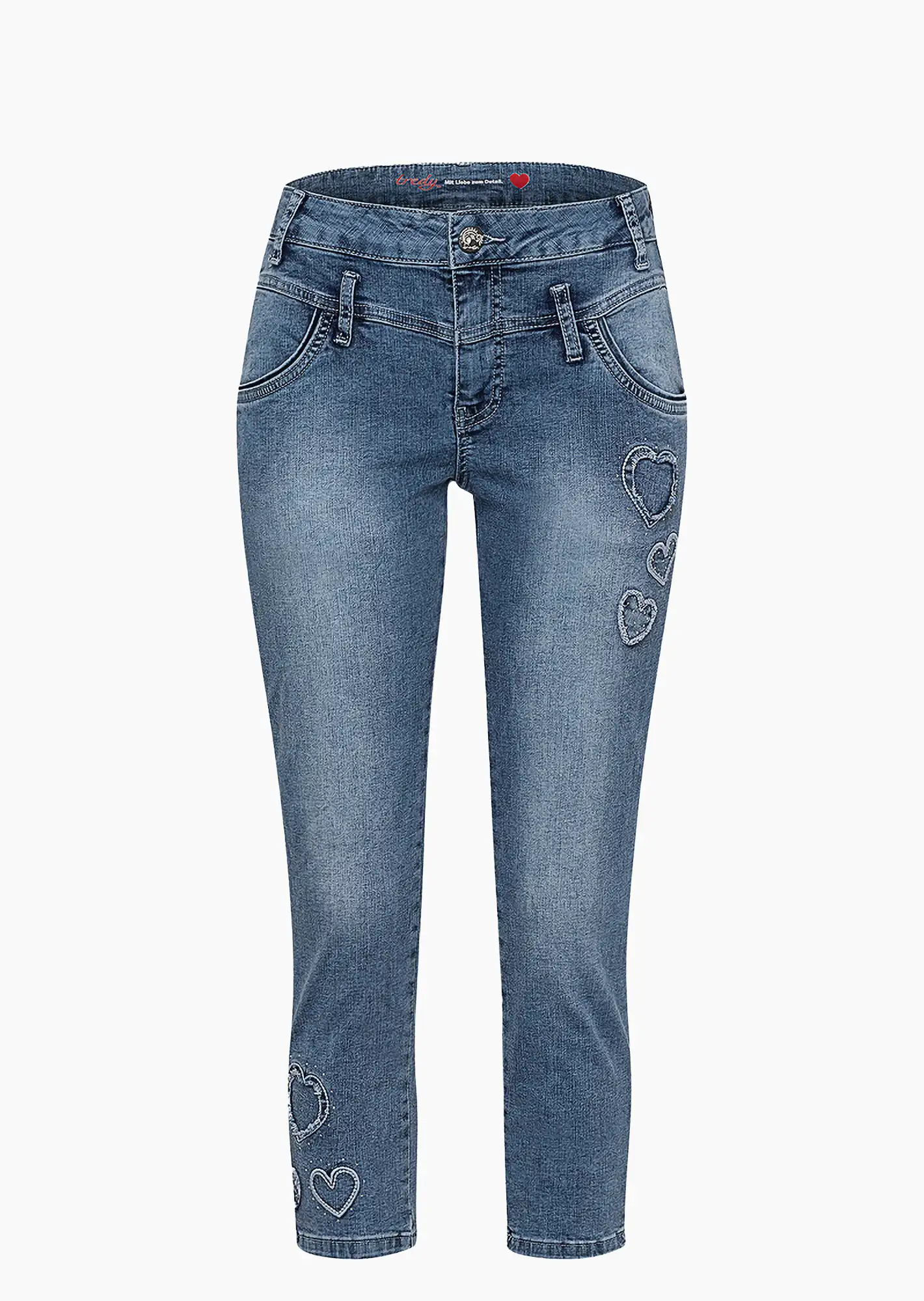 Jeans mit Herzen kurz, blue denim