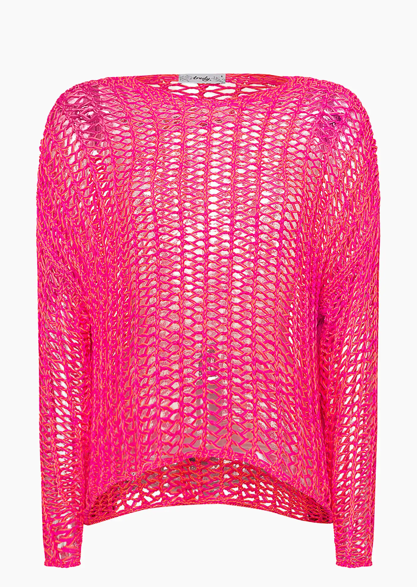 Pullover in Lochstrick, pink-orange