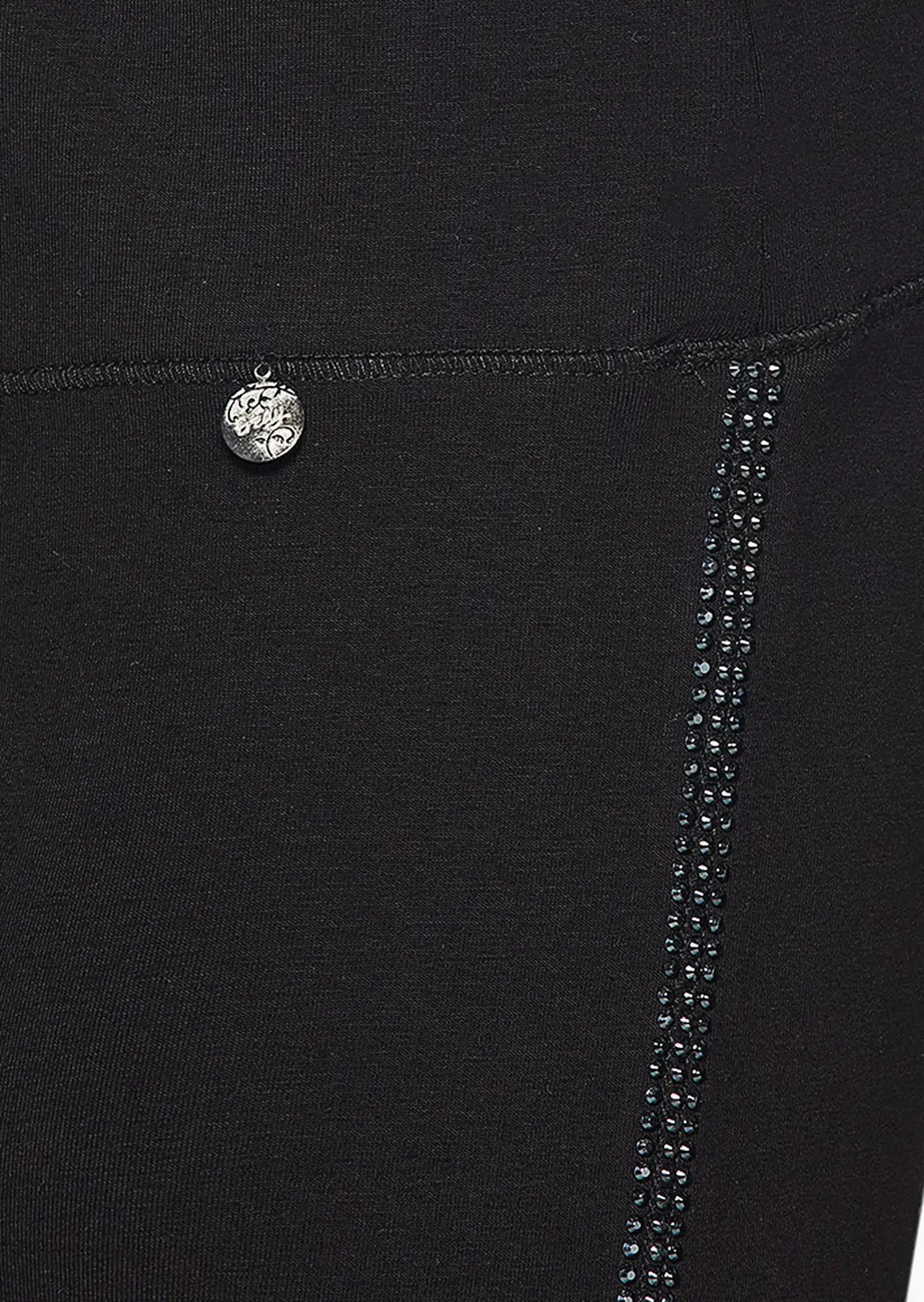Capri-Leggings mit Galonstreifen, schwarz