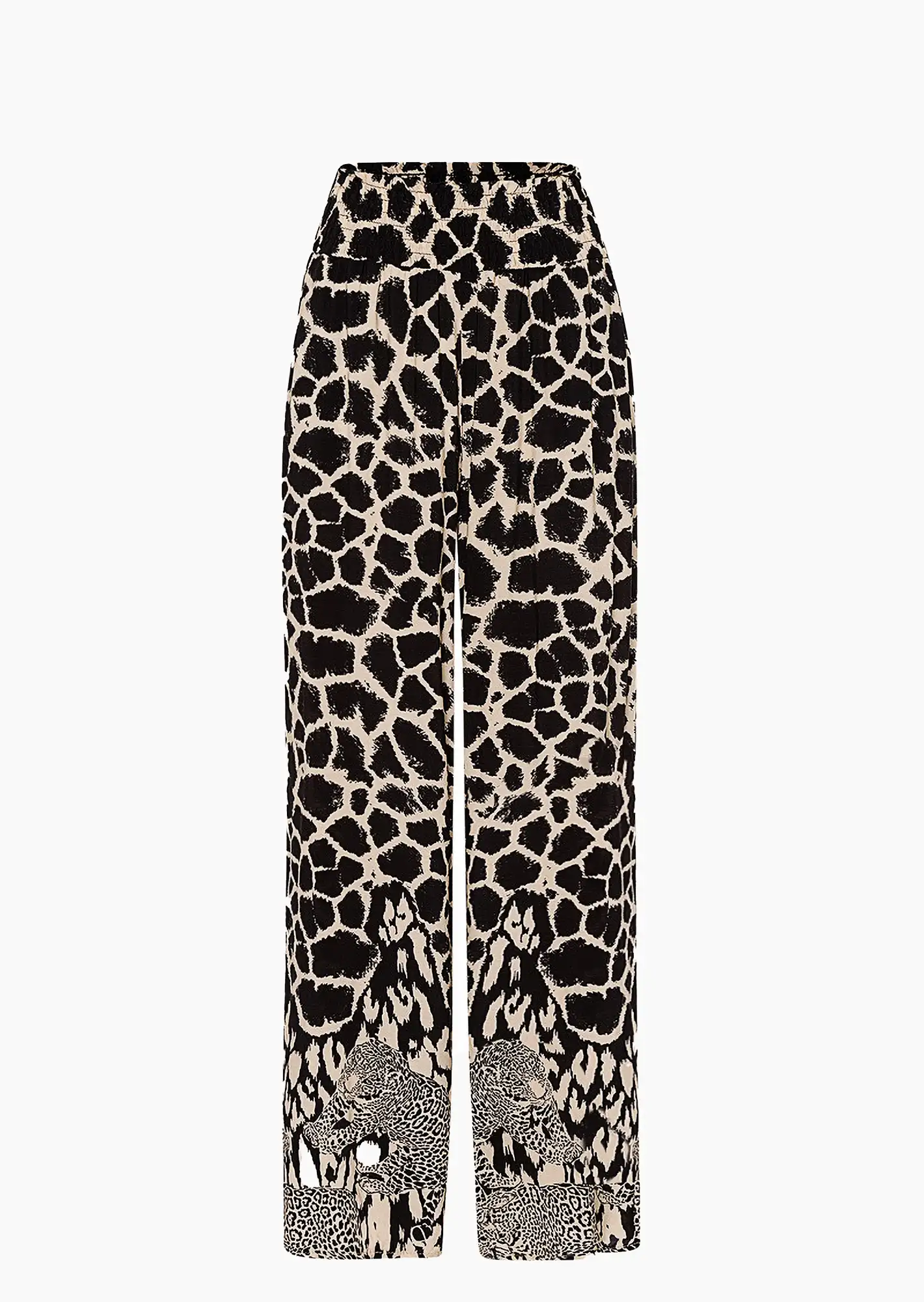 Viskose-Hose 'Leopard', schwarz-beige