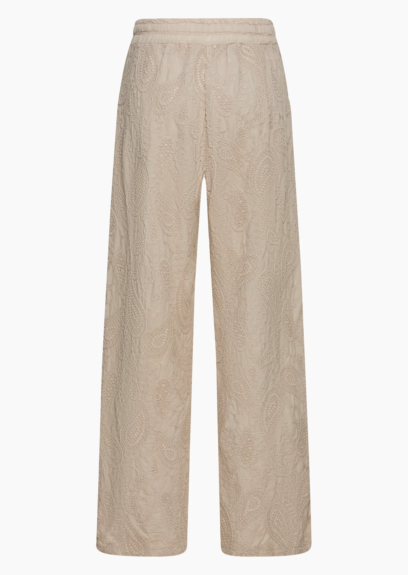 WIde Leg Hose bestickt, crema