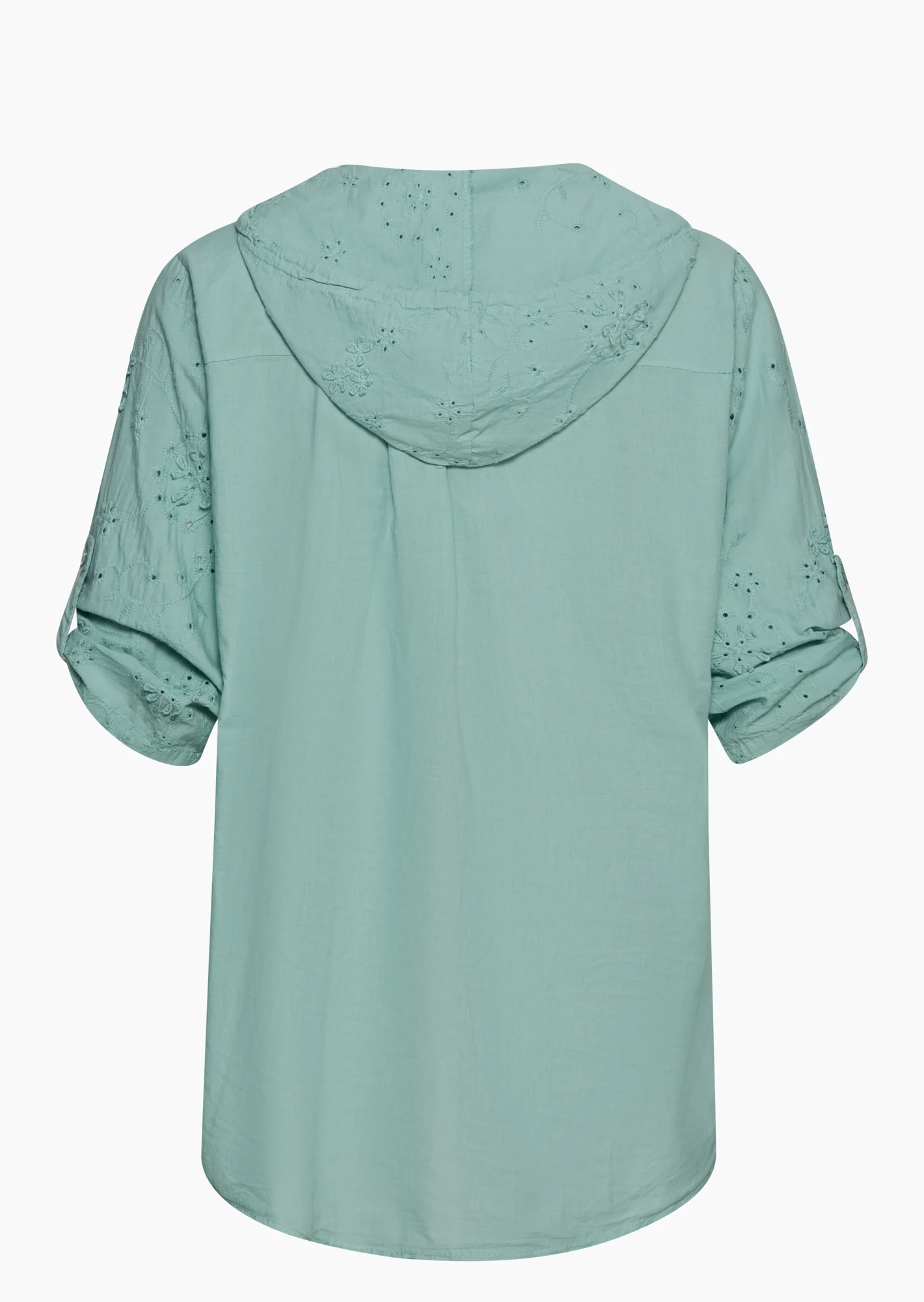 Bluse mit Lochstickerei, misty green