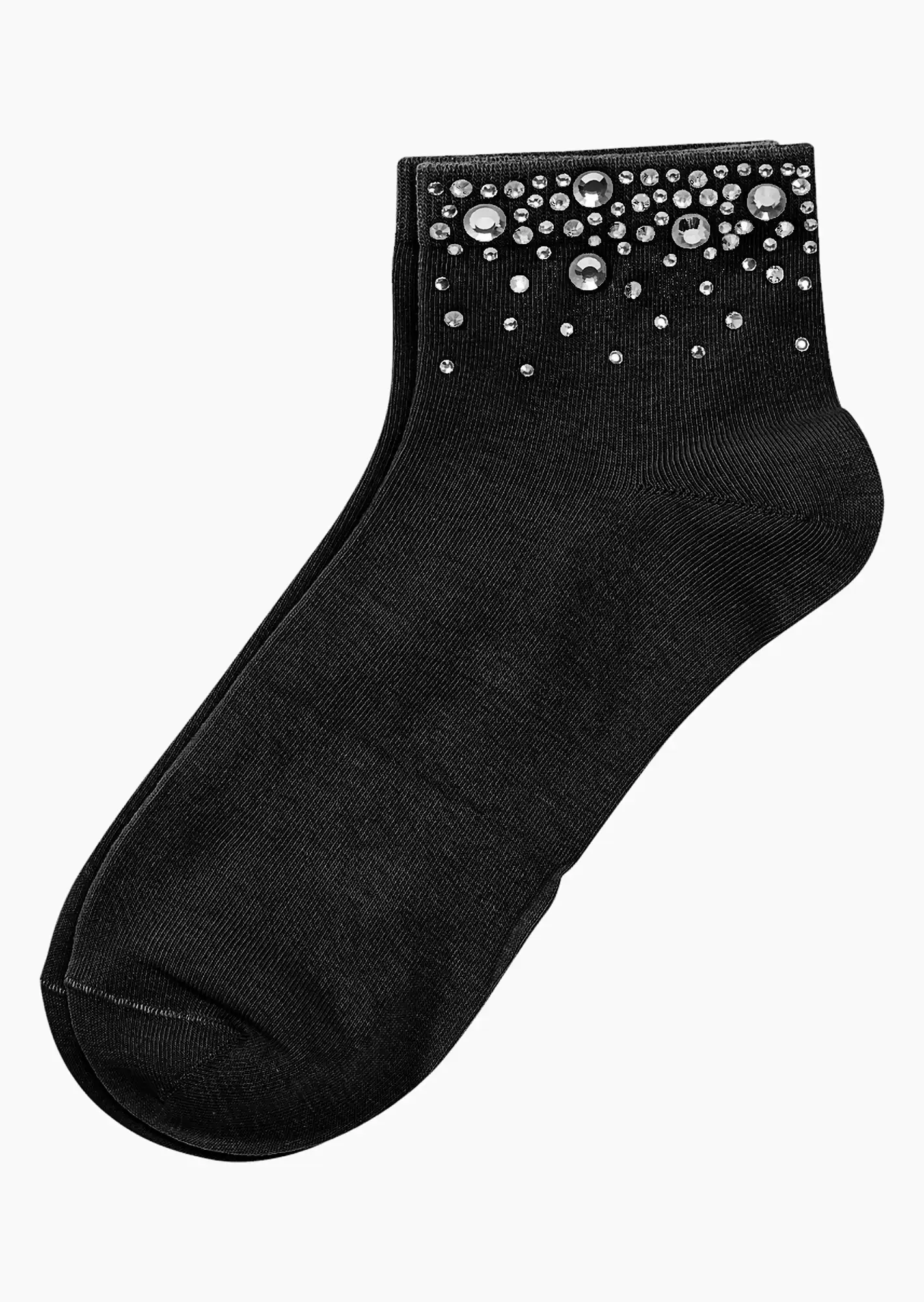 Socken mit Ziersteinen, schwarz