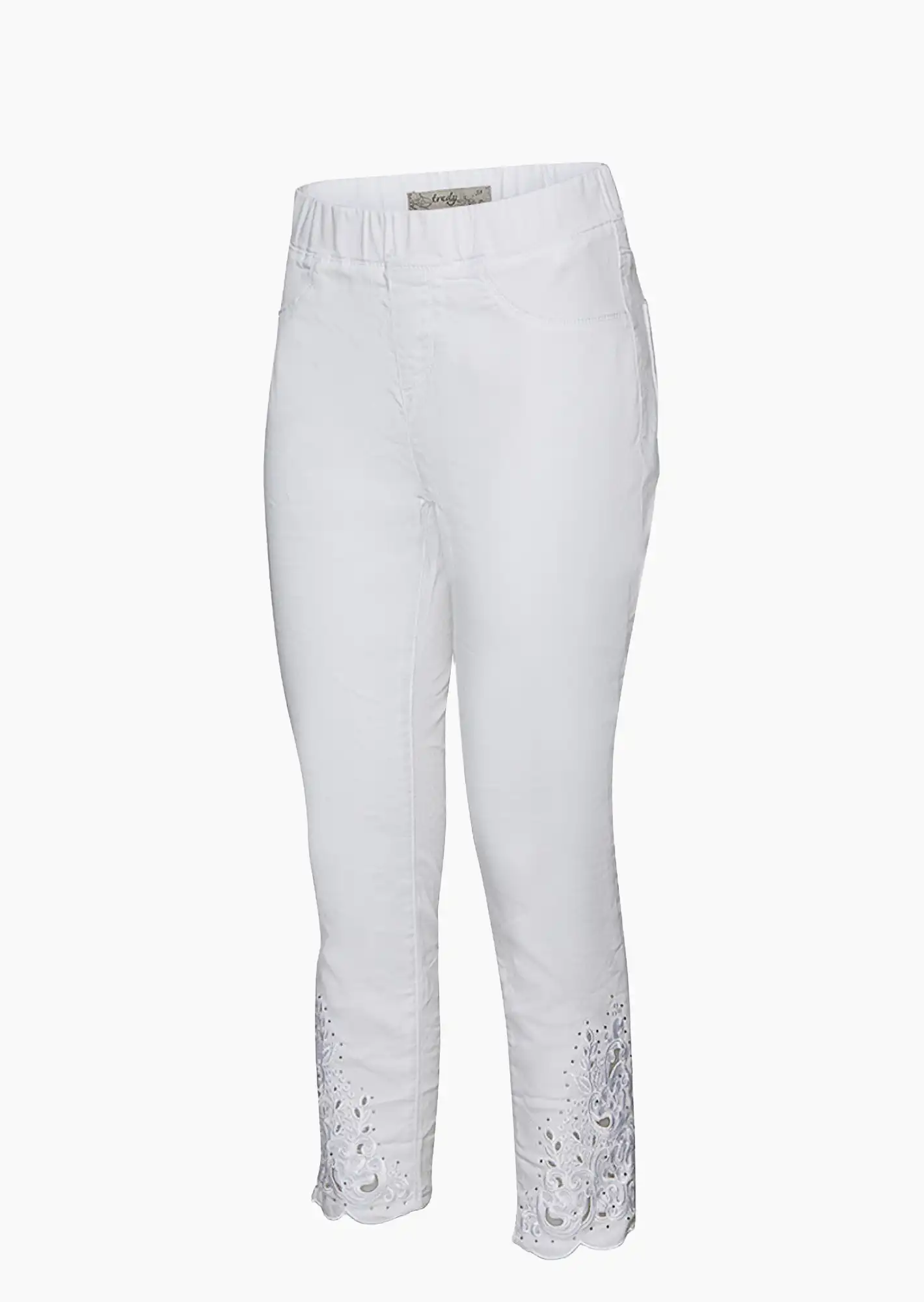 Jeggings floral, weiß