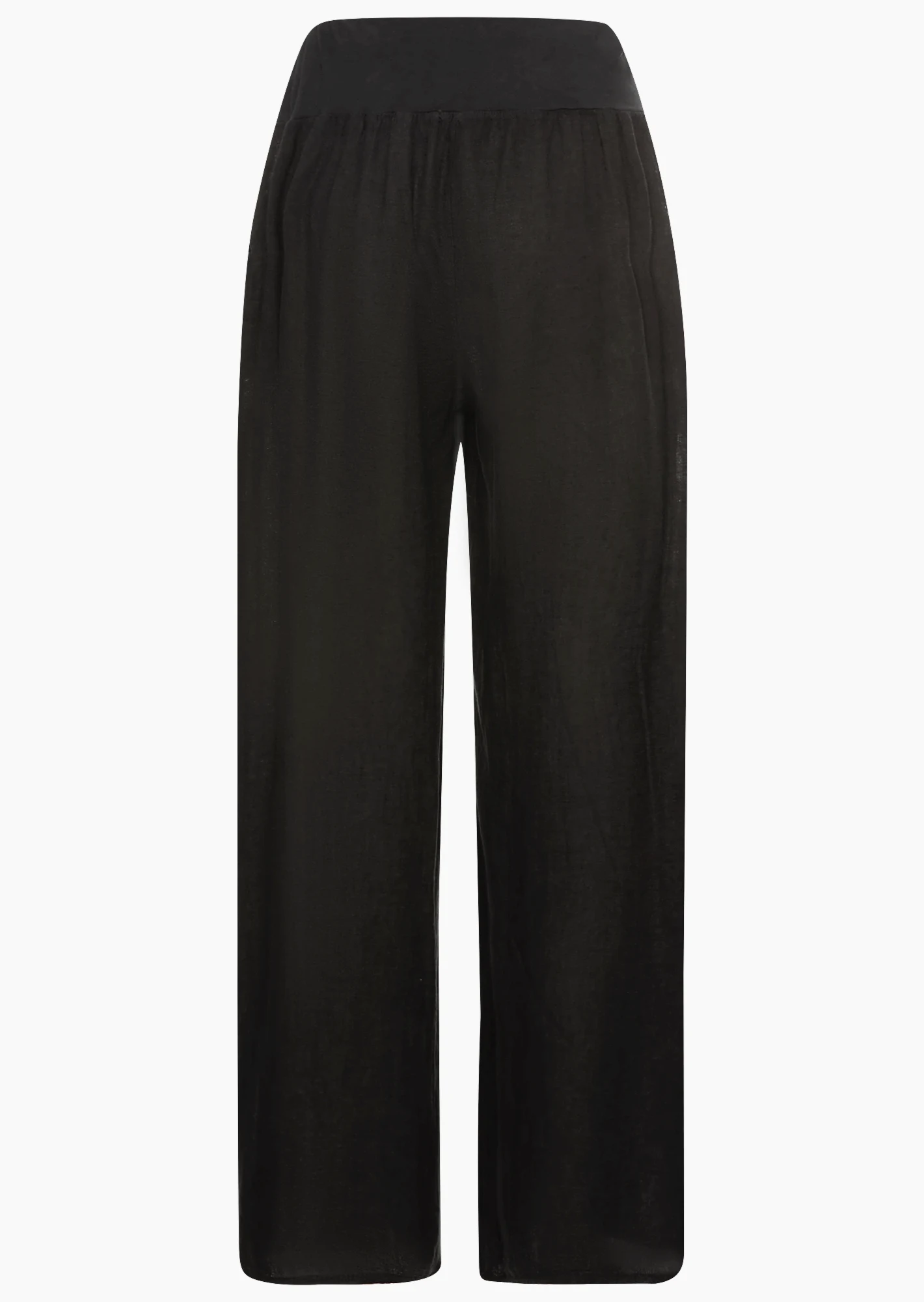 Wide Leg Leinenhose, schwarz