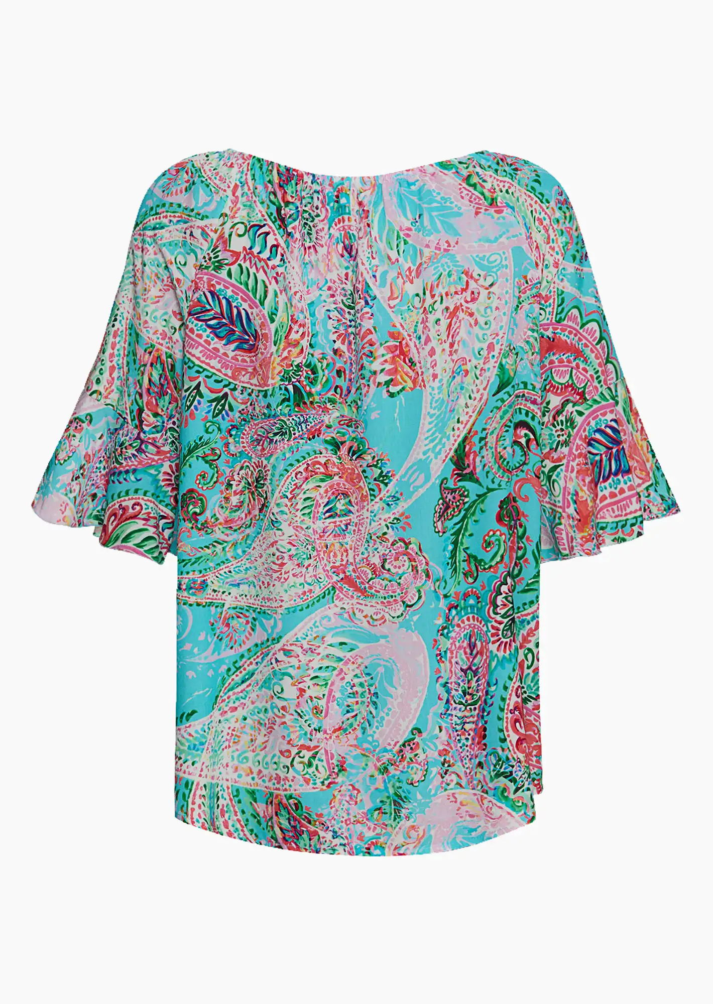 Bluse im Alloverprint, türkis