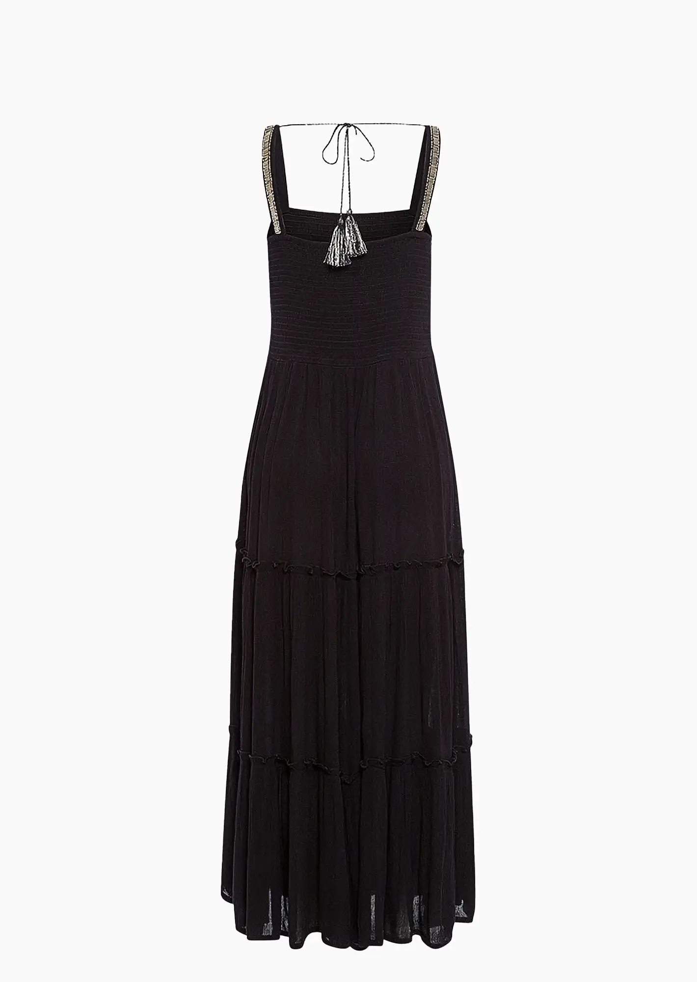 Maxikleid mit Perlen, schwarz