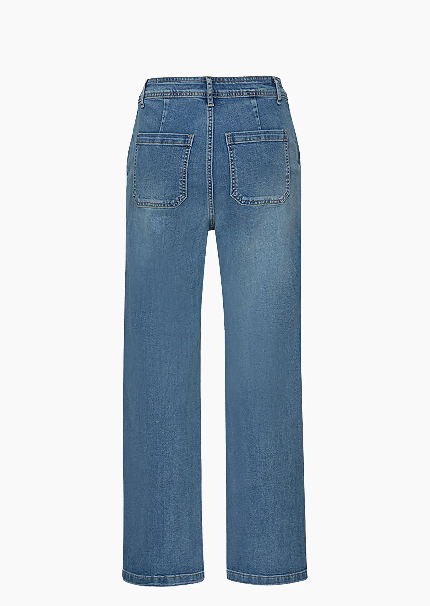 Wide Leg Jeans mit Zierknöpfen, jeansblau