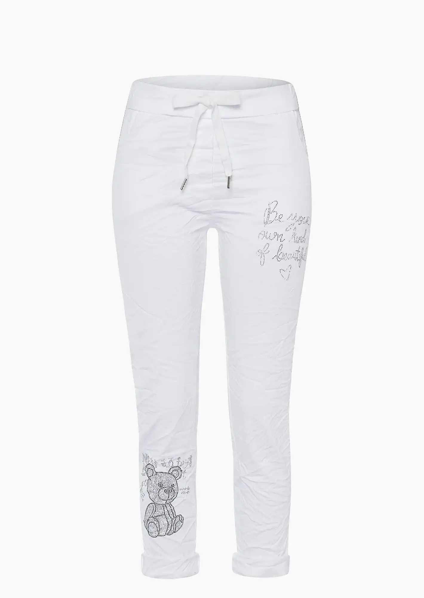 Joggpants 'Glitzer-Teddy', weiß
