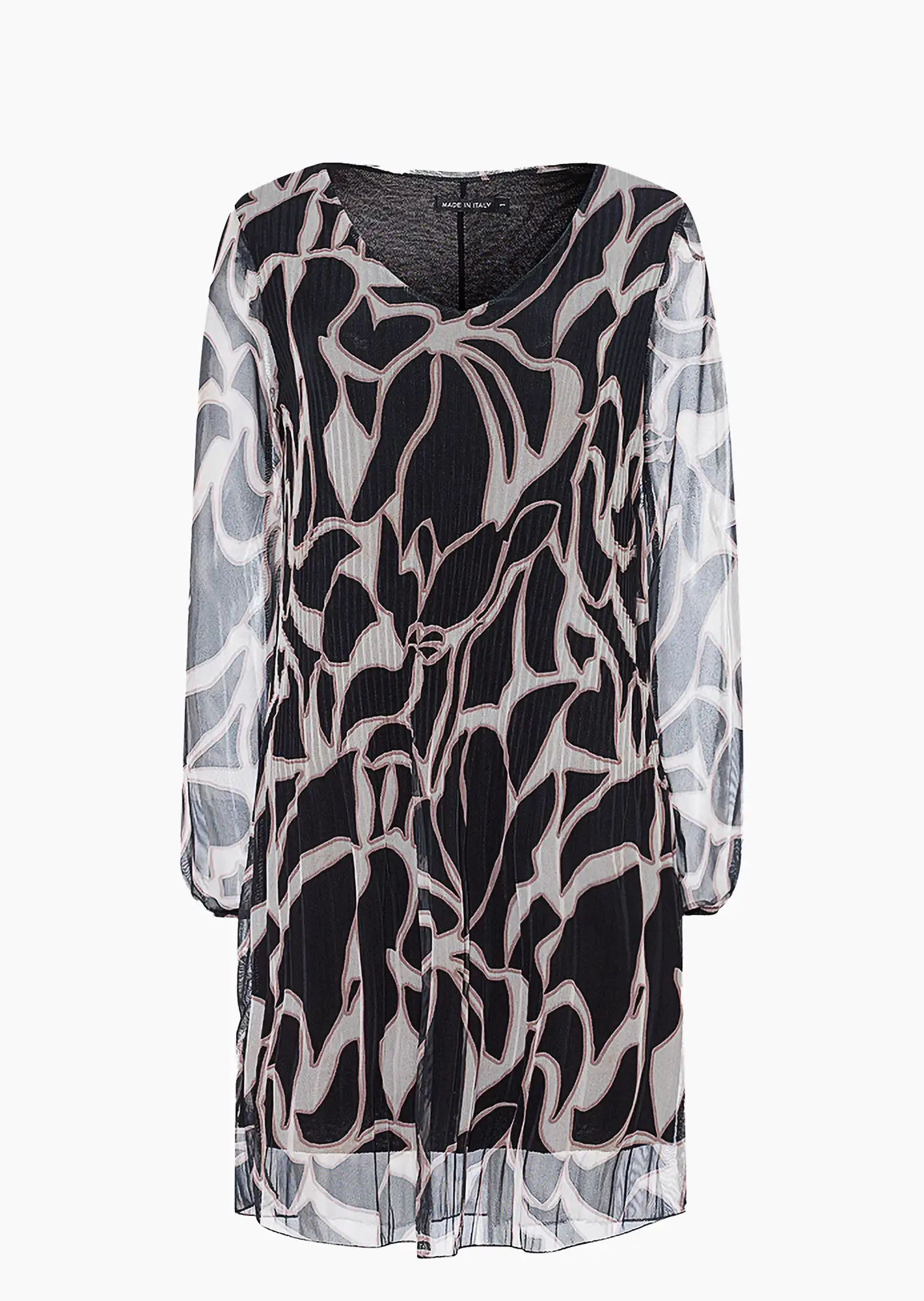 Midi-Kleid, schwarz-crema