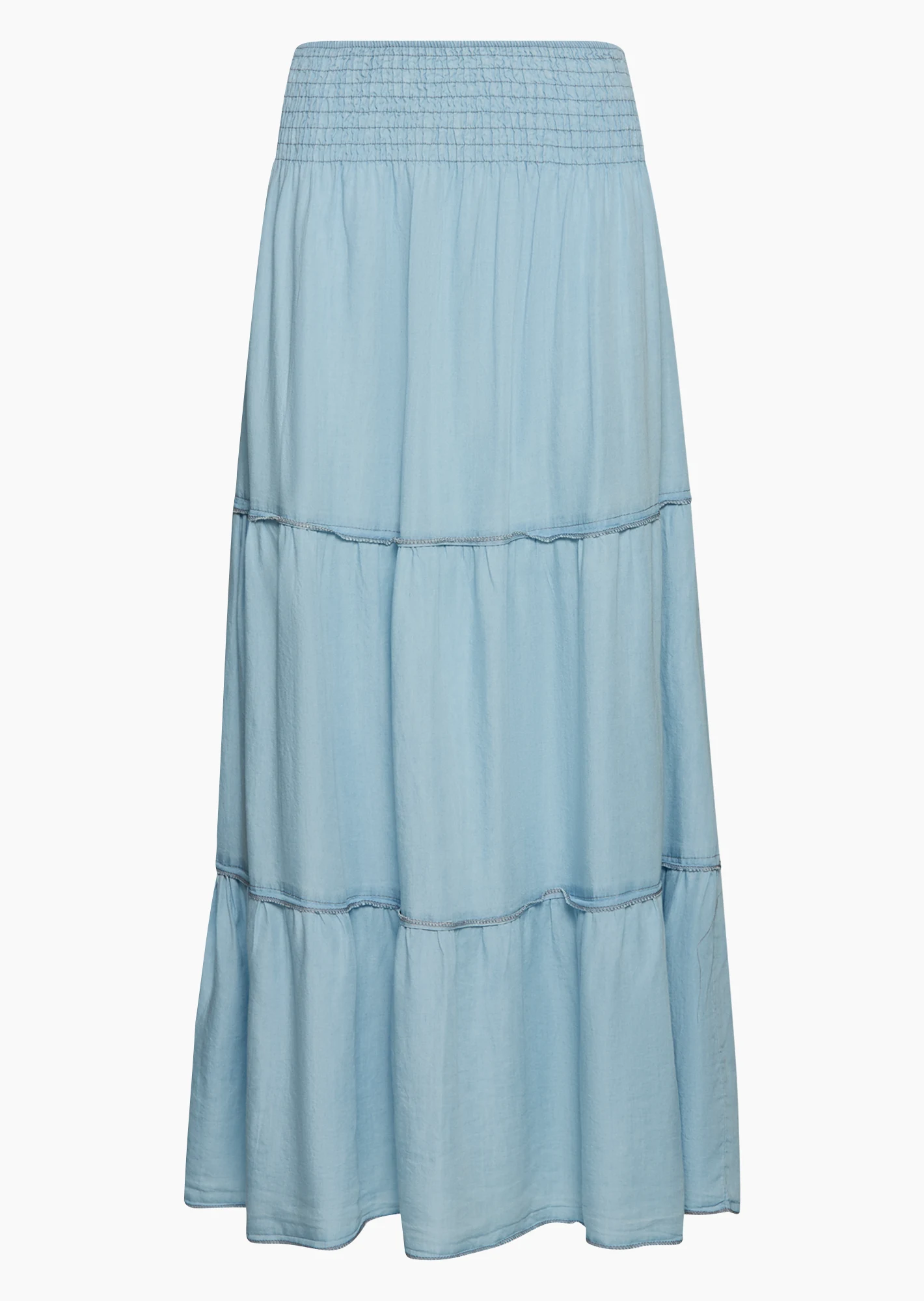 Rock mit Ziernähten, light blue denim