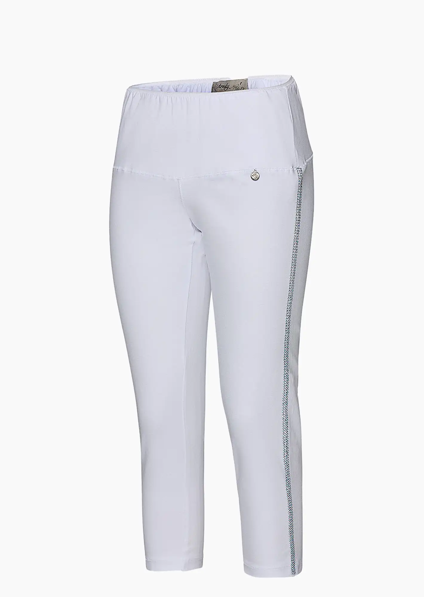 Capri-Leggings mit Galonstreifen, weiß