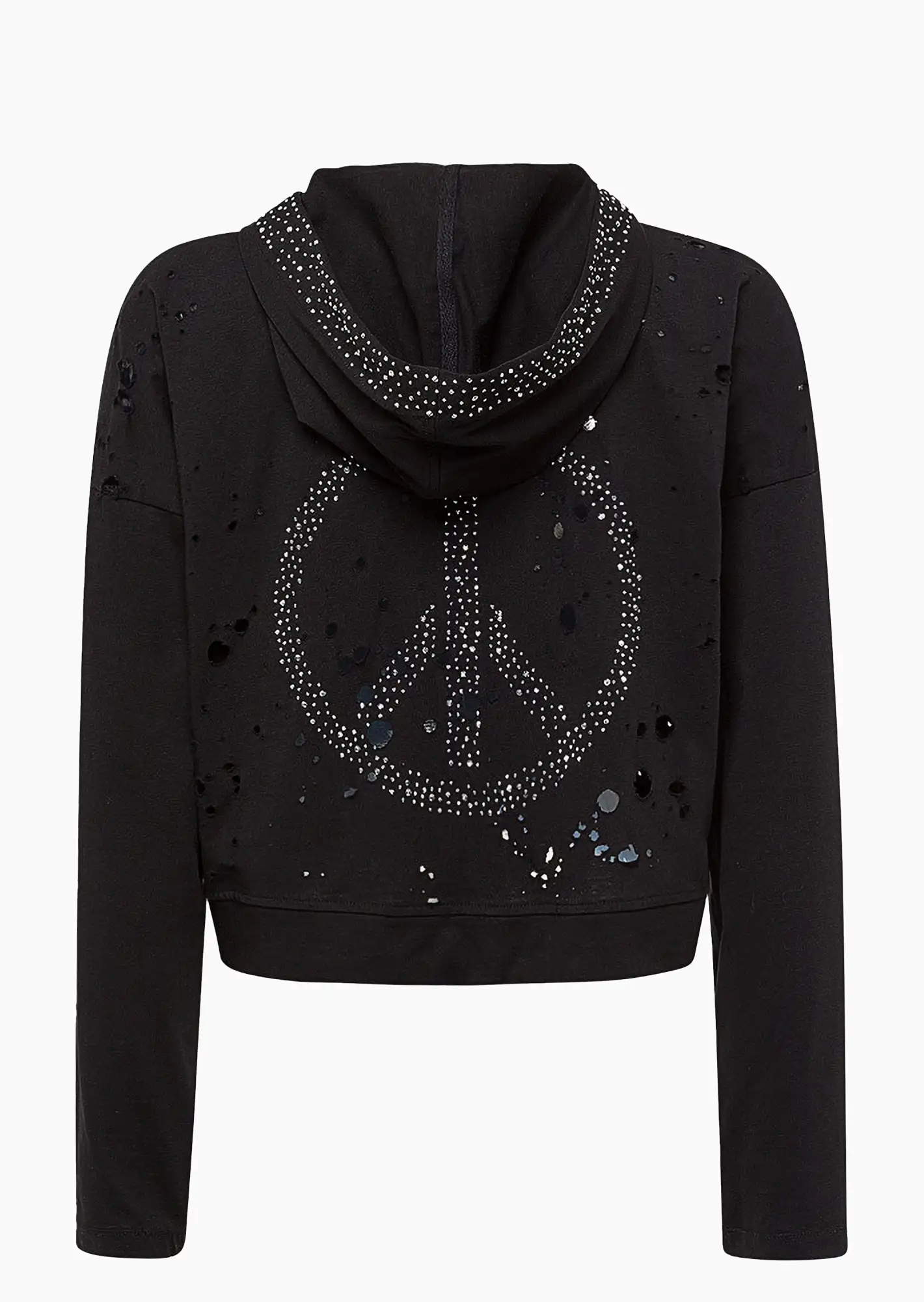 Shirtjacke mit Loch-Optik, schwarz