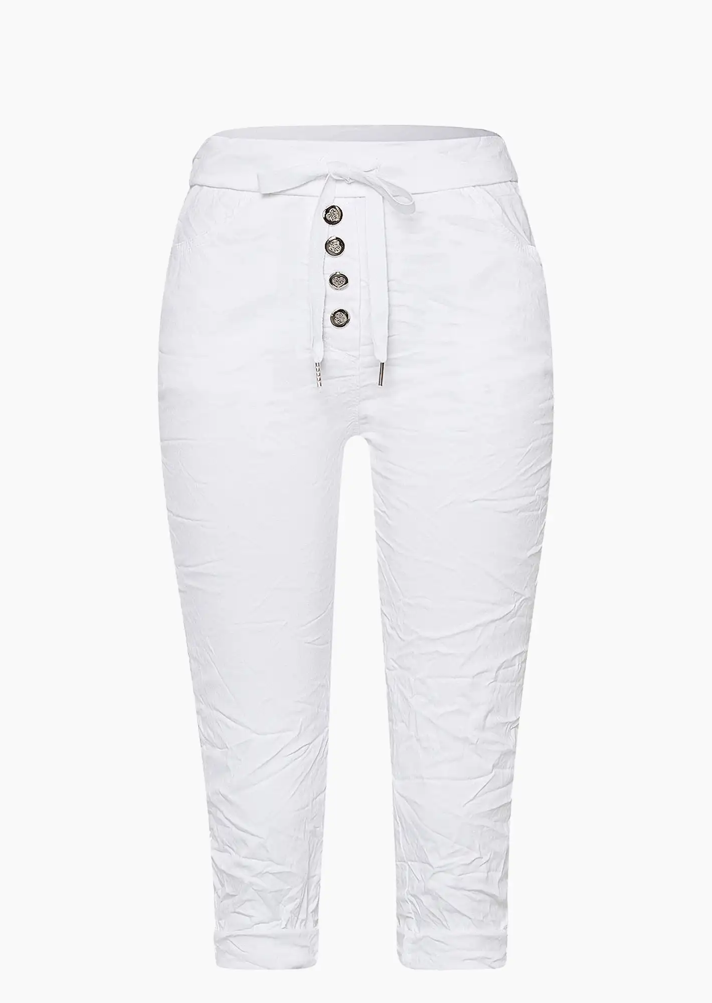 Capri-Joggpants mit Knöpfen, weiß