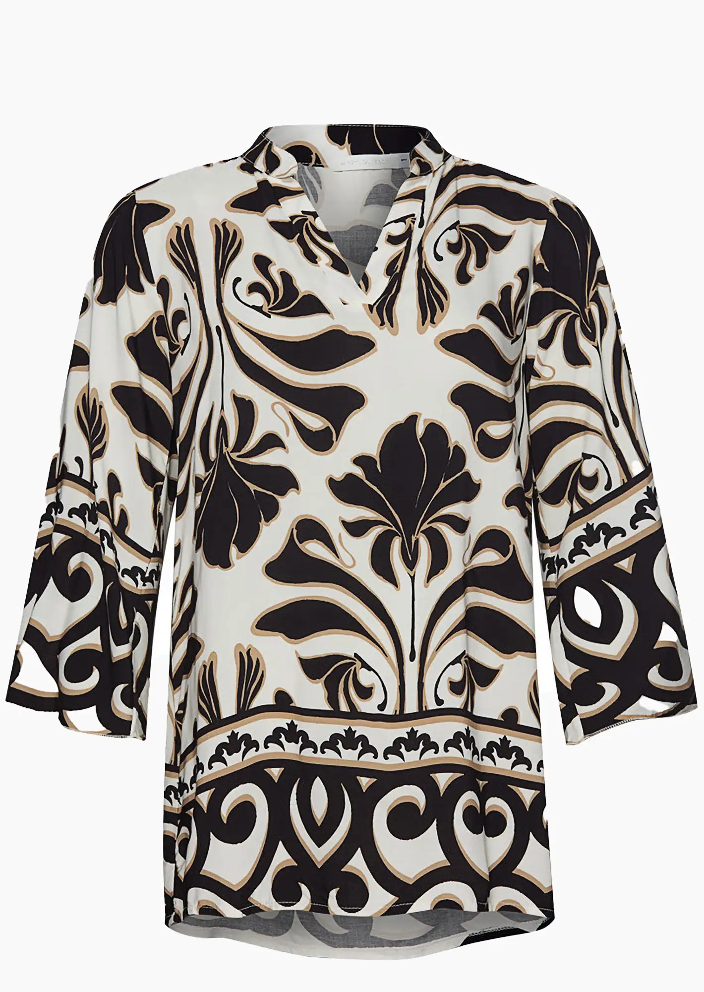 Bluse im Alloverprint, schwarz-offwhite