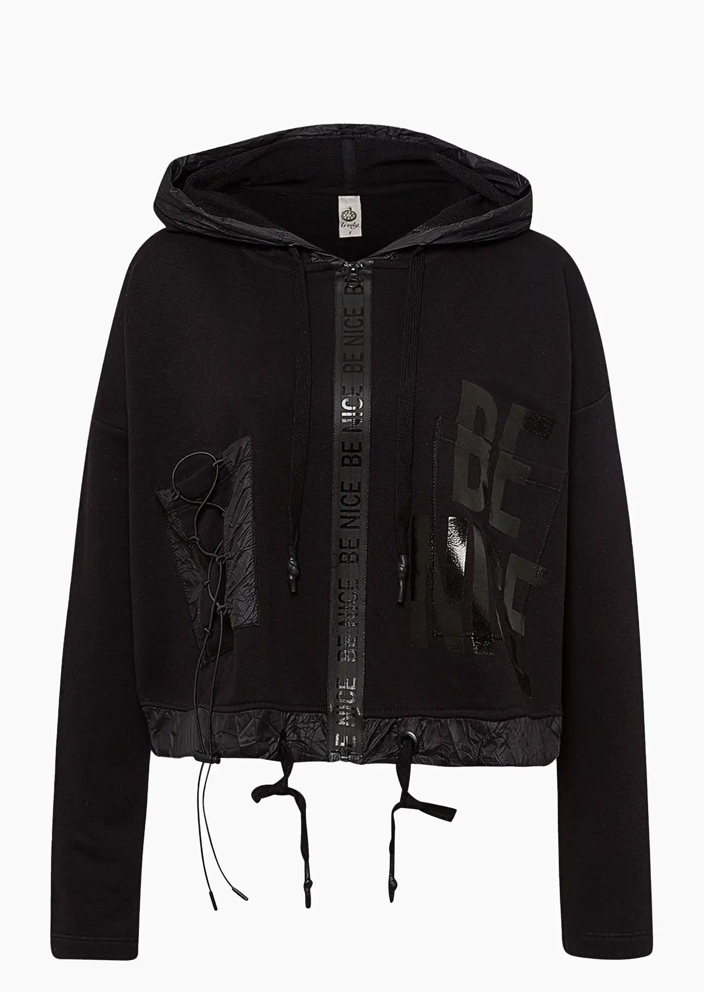 Sweatjacke 'Be nice', schwarz