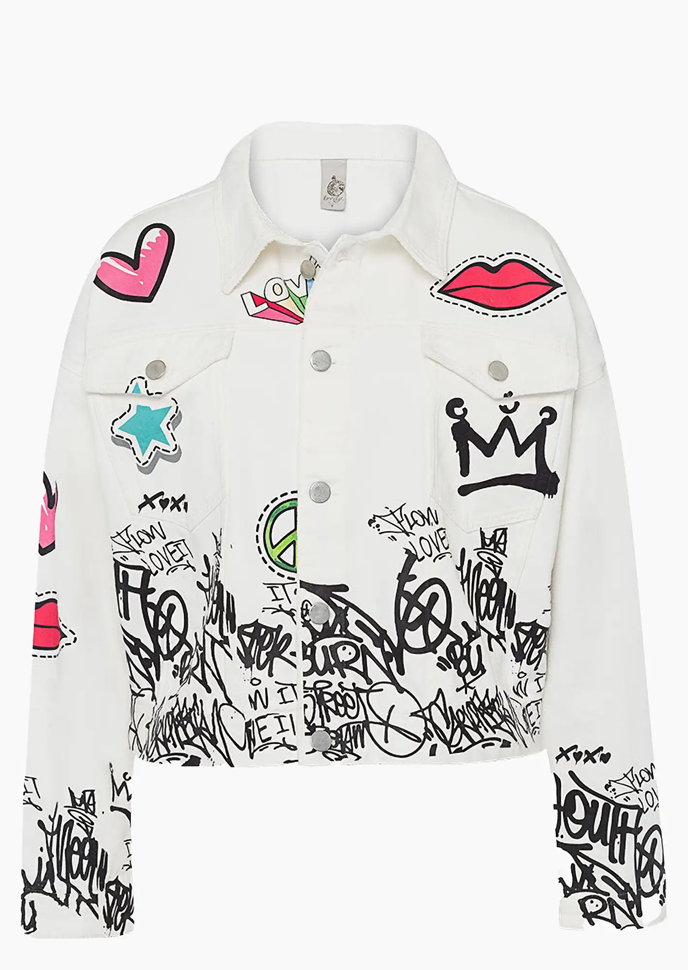 Jeansjacke 'Graffiti', offwhite