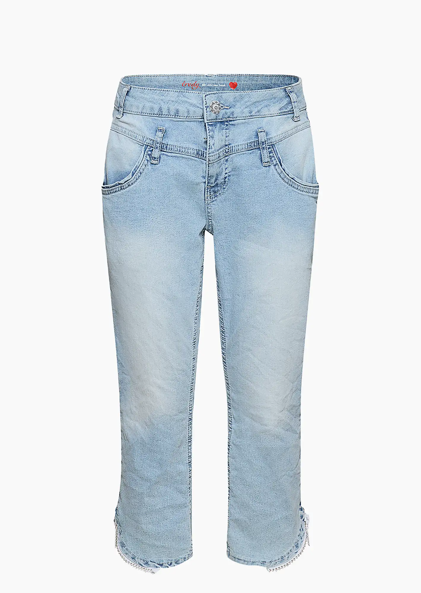 Capri-Jeans, bleached denim