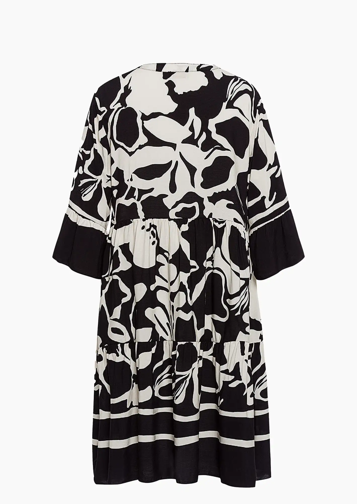 Kleid im Alloverprint, schwarz-offwhite