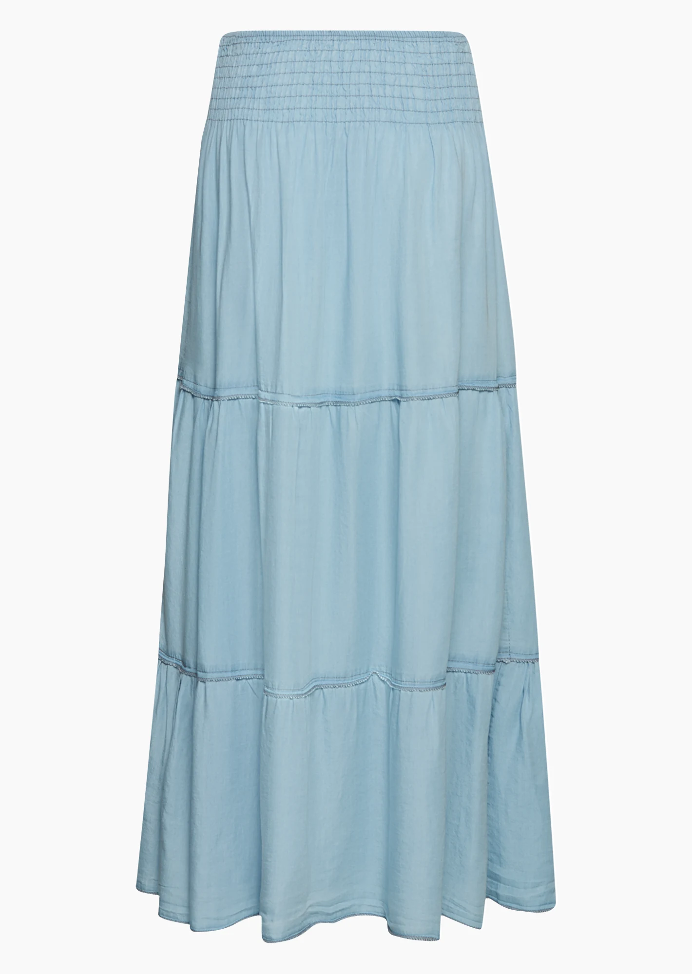 Rock mit Ziernähten, light blue denim