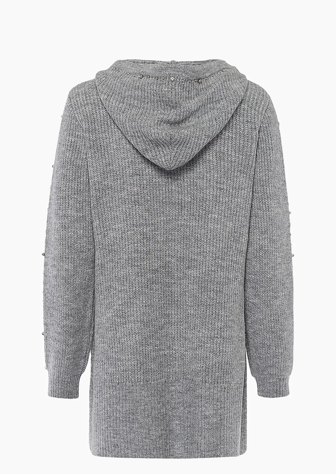 Strickjacke 'Perlen', silber-melange