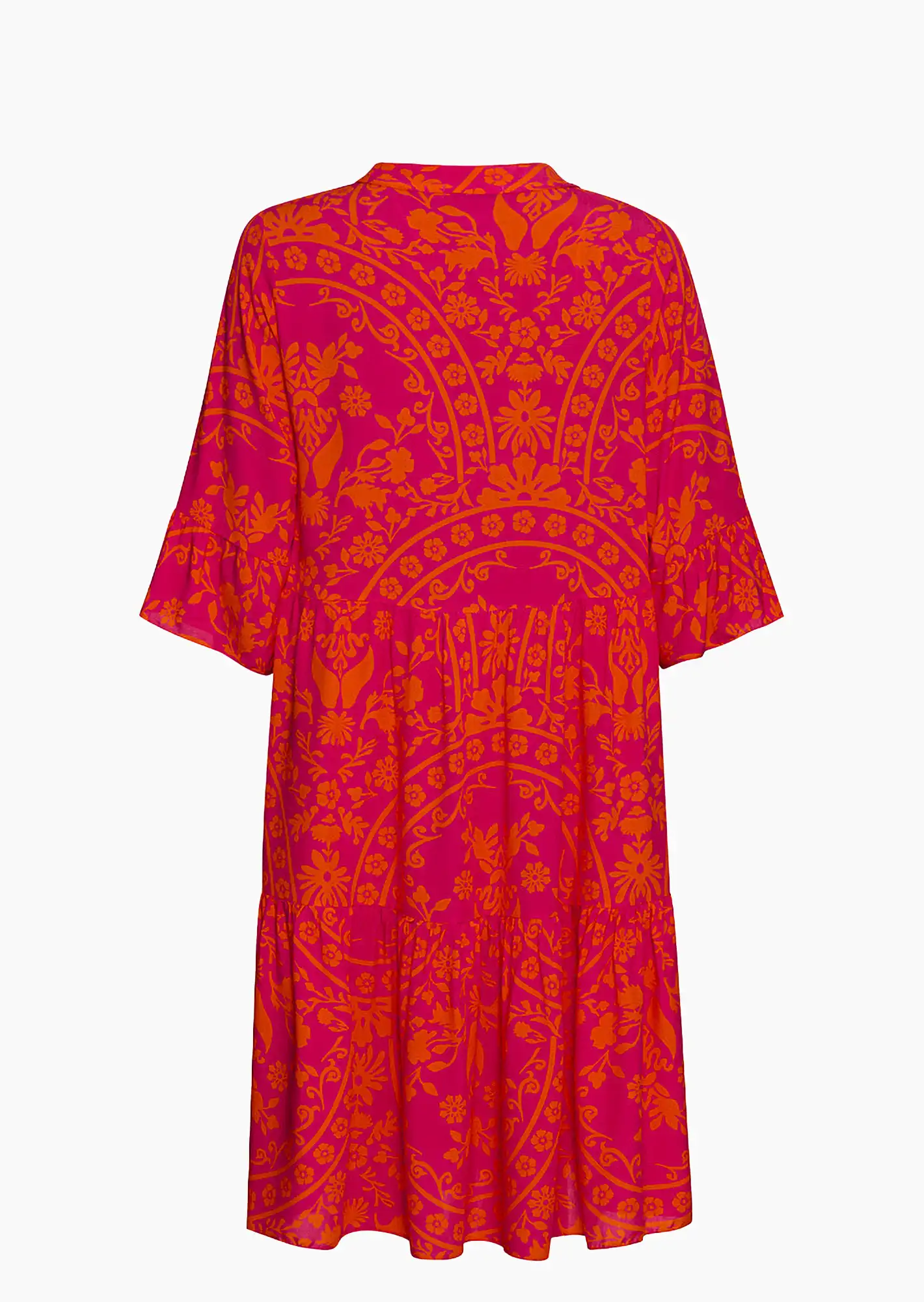 Kleid mit Volants, pink-orange