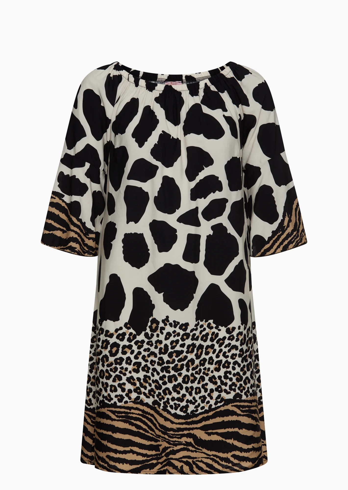 Kleid im Alloverprint, schwarz-offwhite
