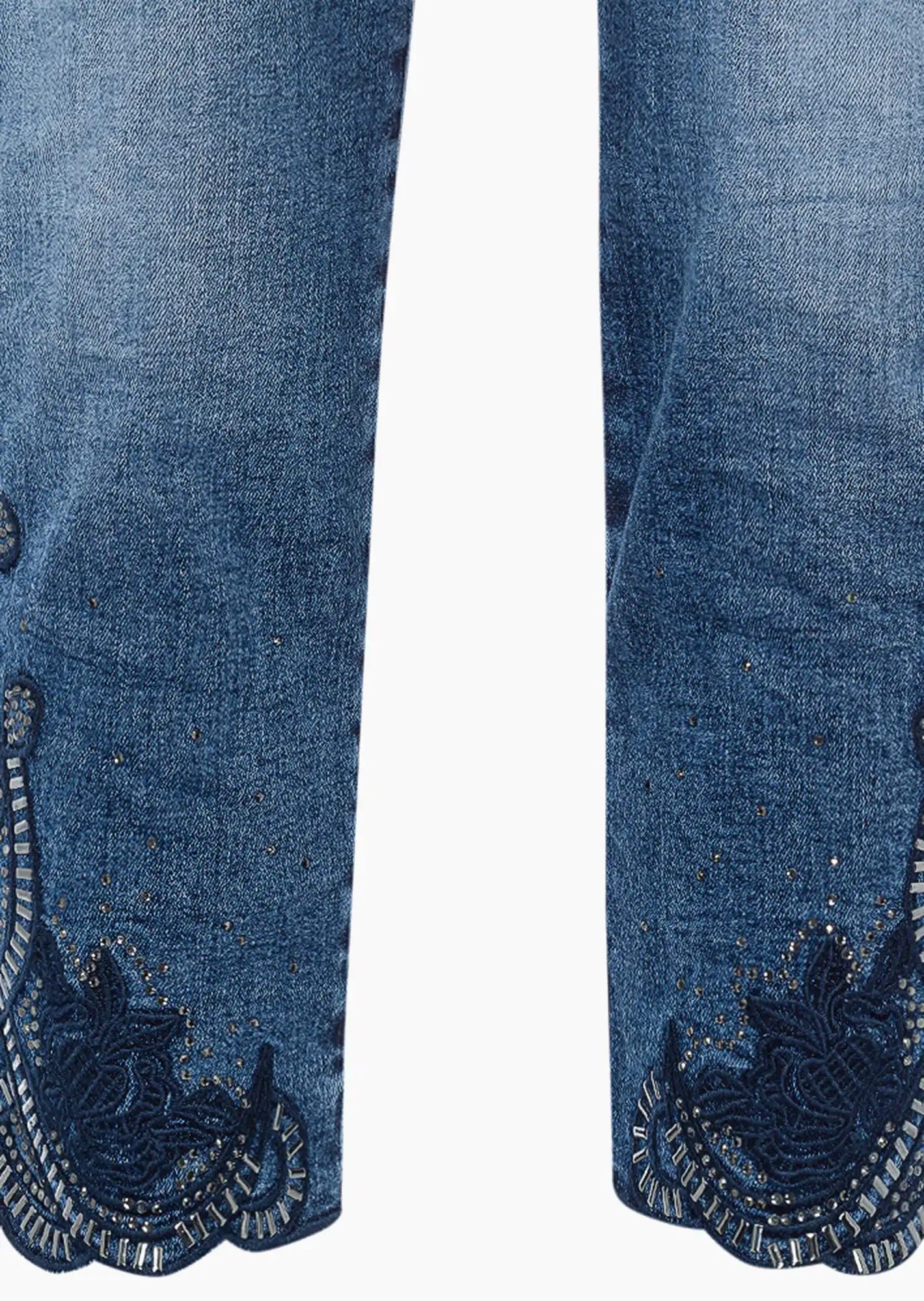 Jeans mit Stickerei, blue denim