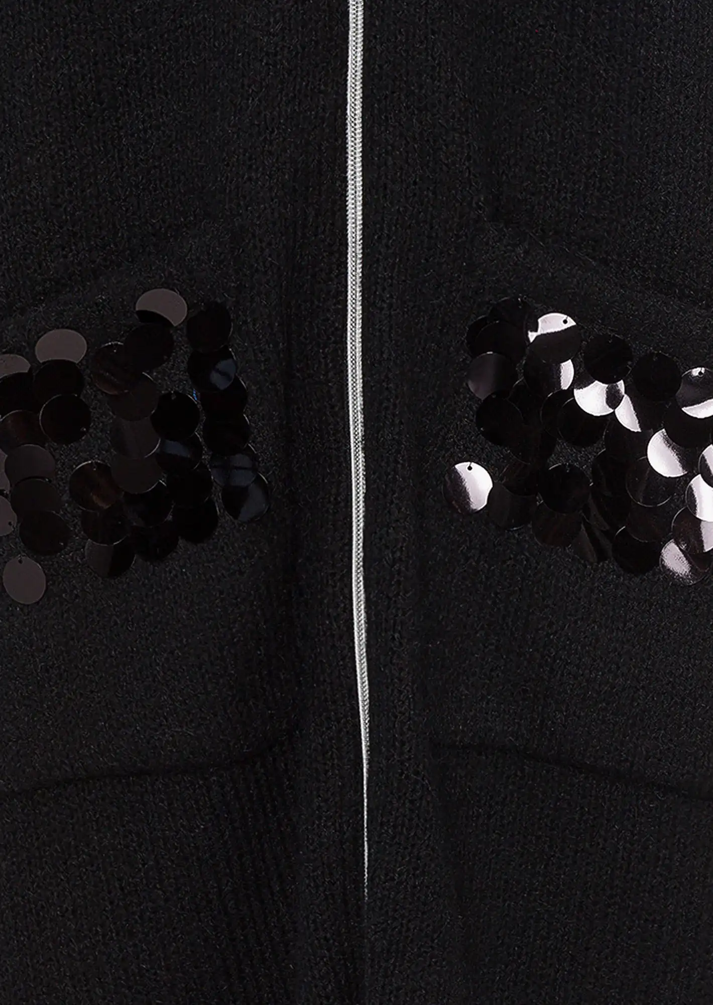 Strickmantel mit Pailletten, schwarz