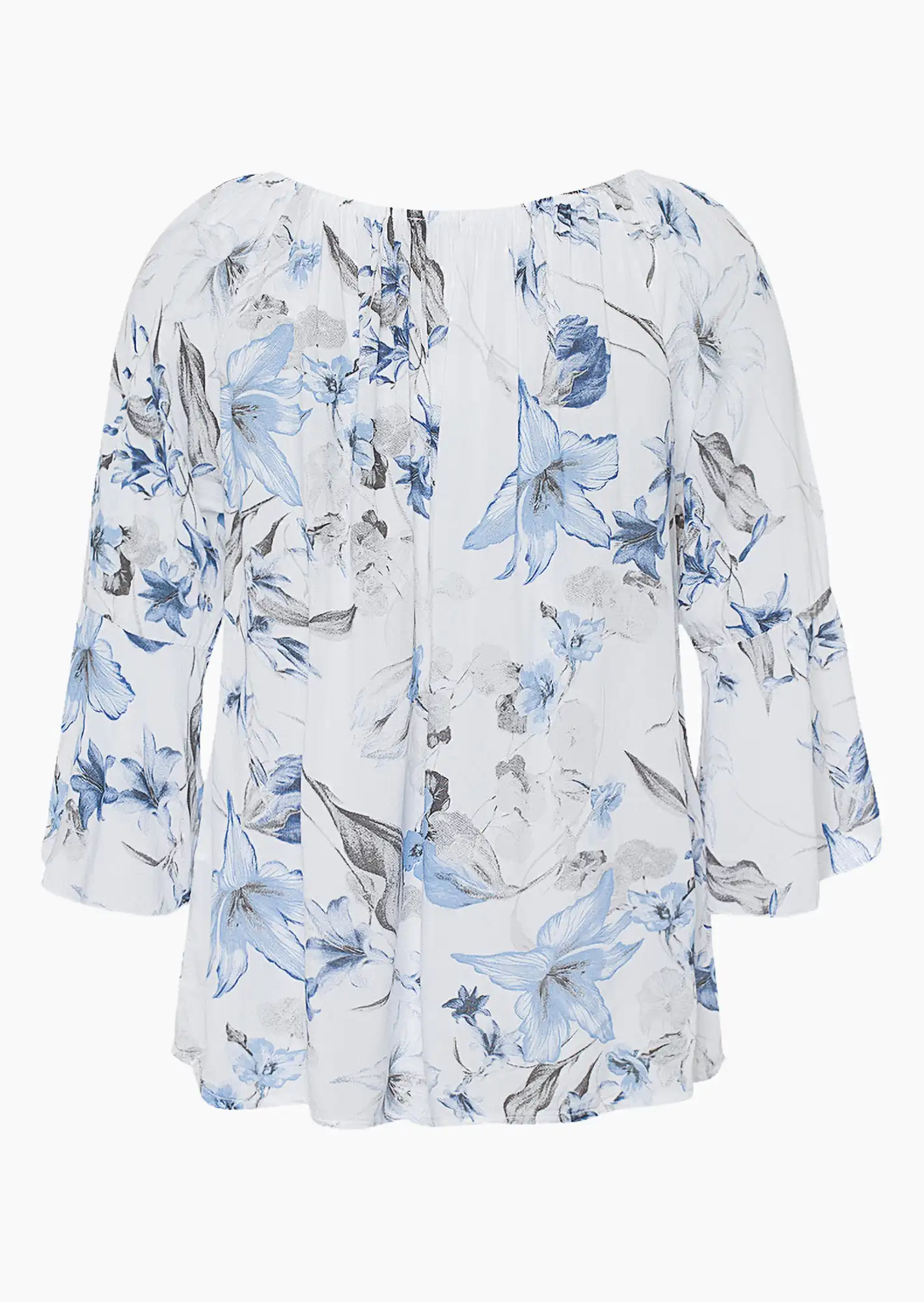 Bluse mit Blumen, weiß
