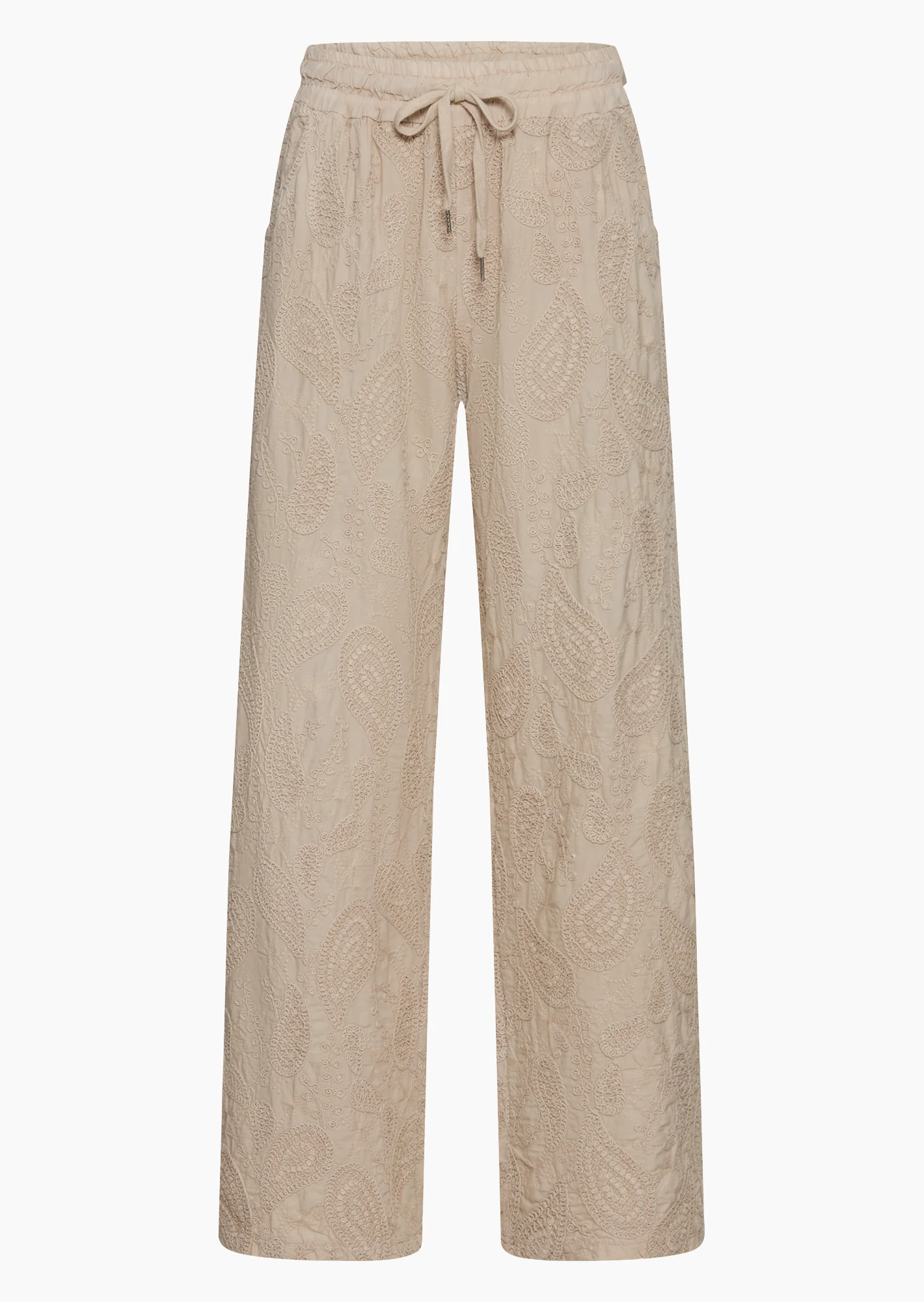WIde Leg Hose bestickt, crema