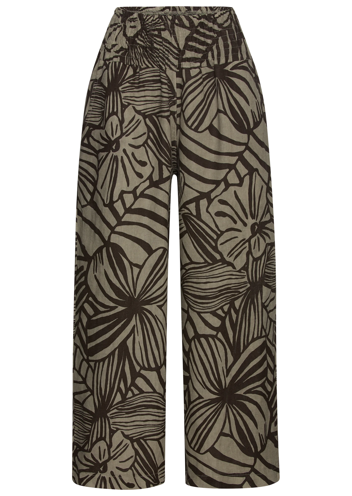 Leinen-Hose gemustert, mocca