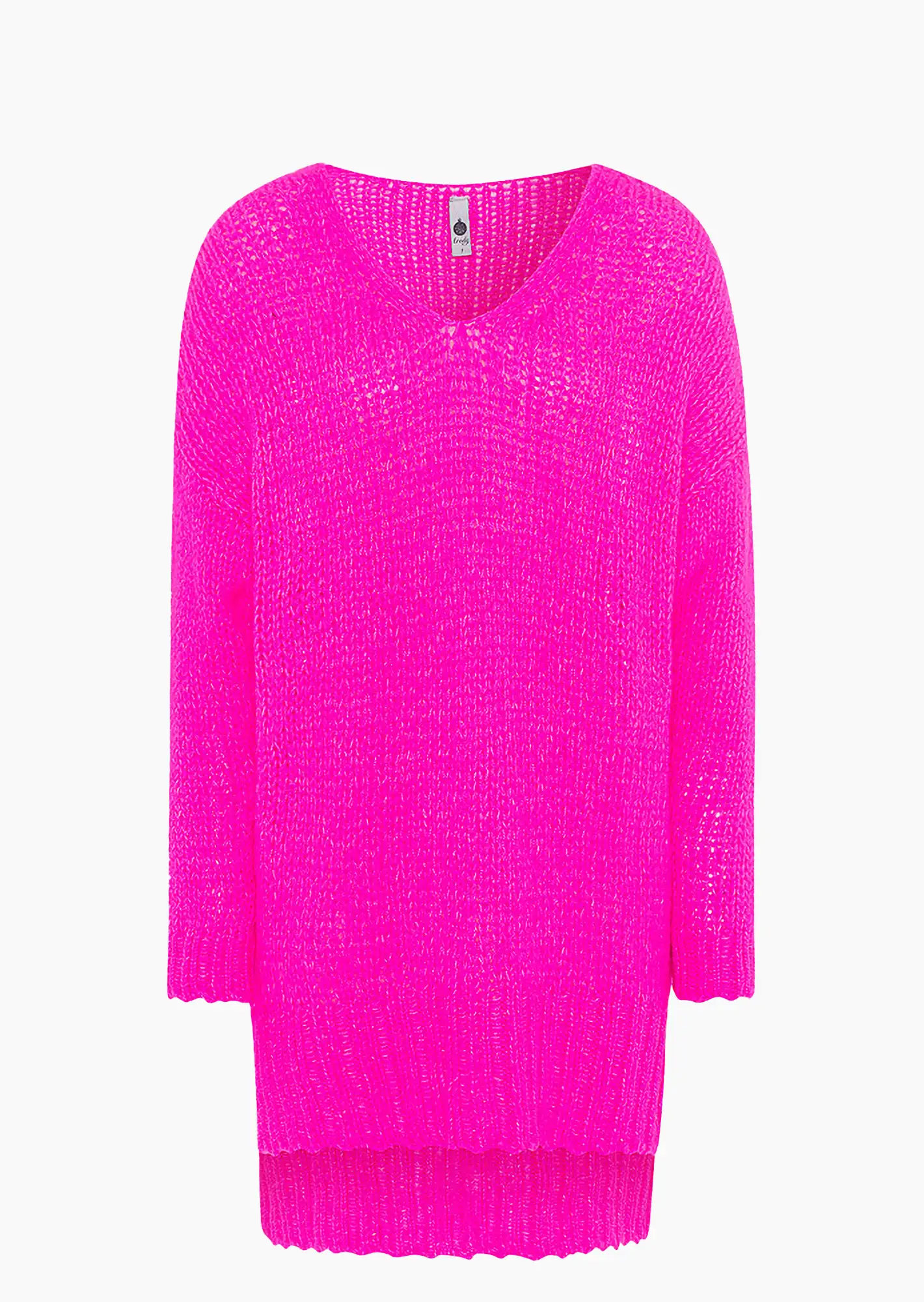 Strickpullover in Grobstrick, neonpink