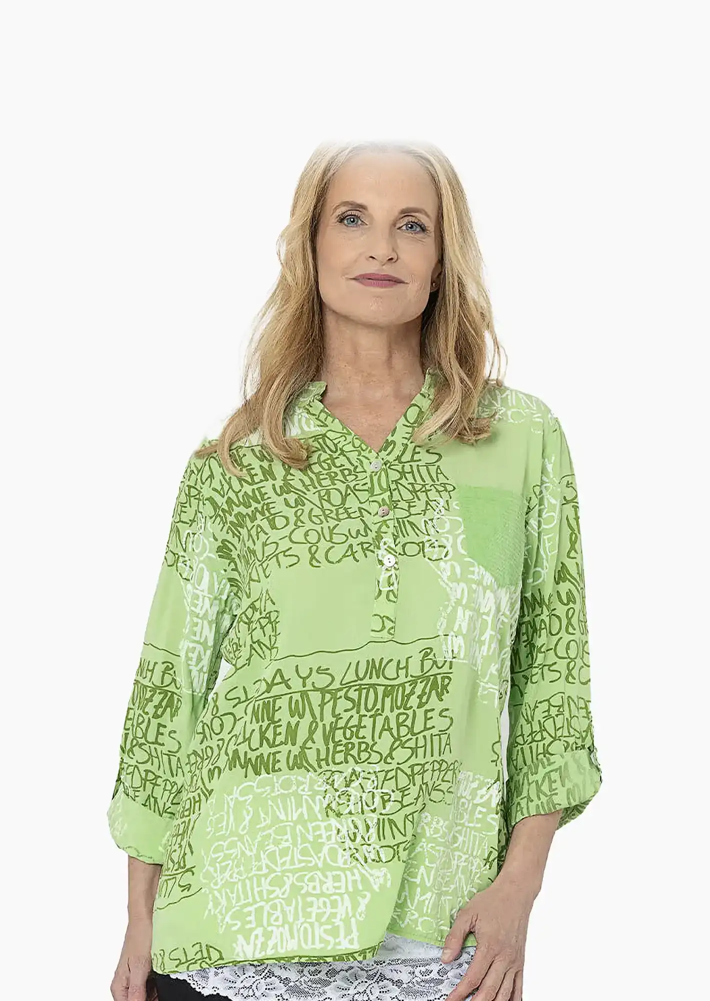 Bluse im Alloverprint, apfel