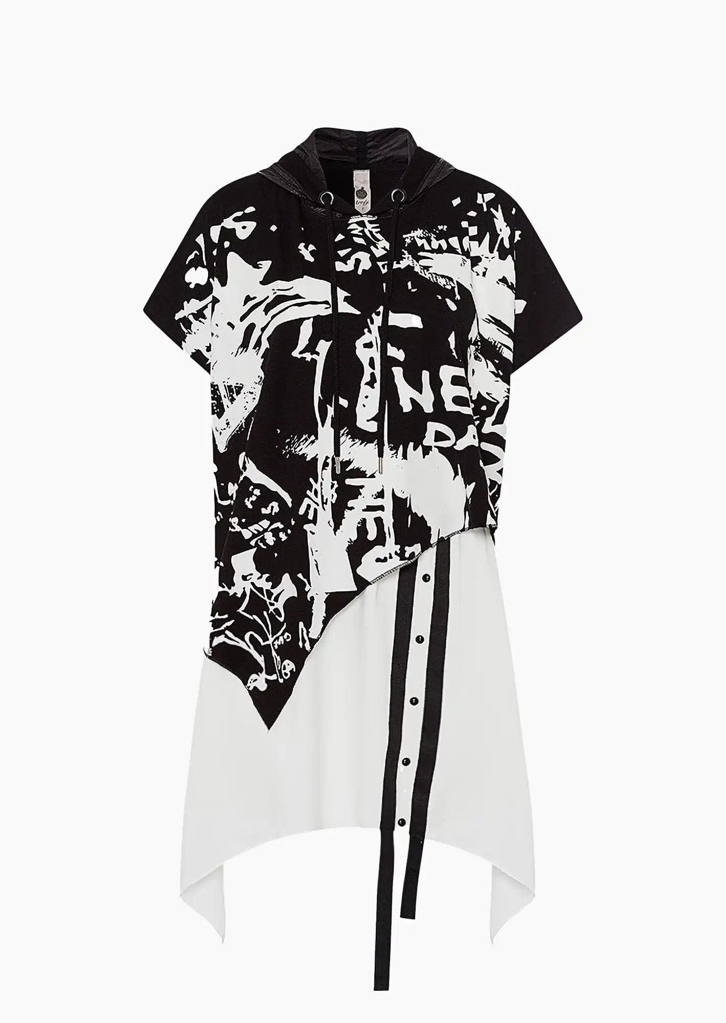2 in 1 Shirt im Layering-Look, schwarz-weiß