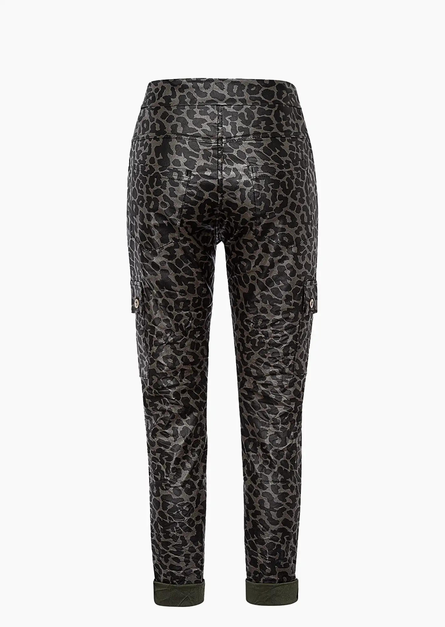 Joggpants in Leder-Optik, oliv