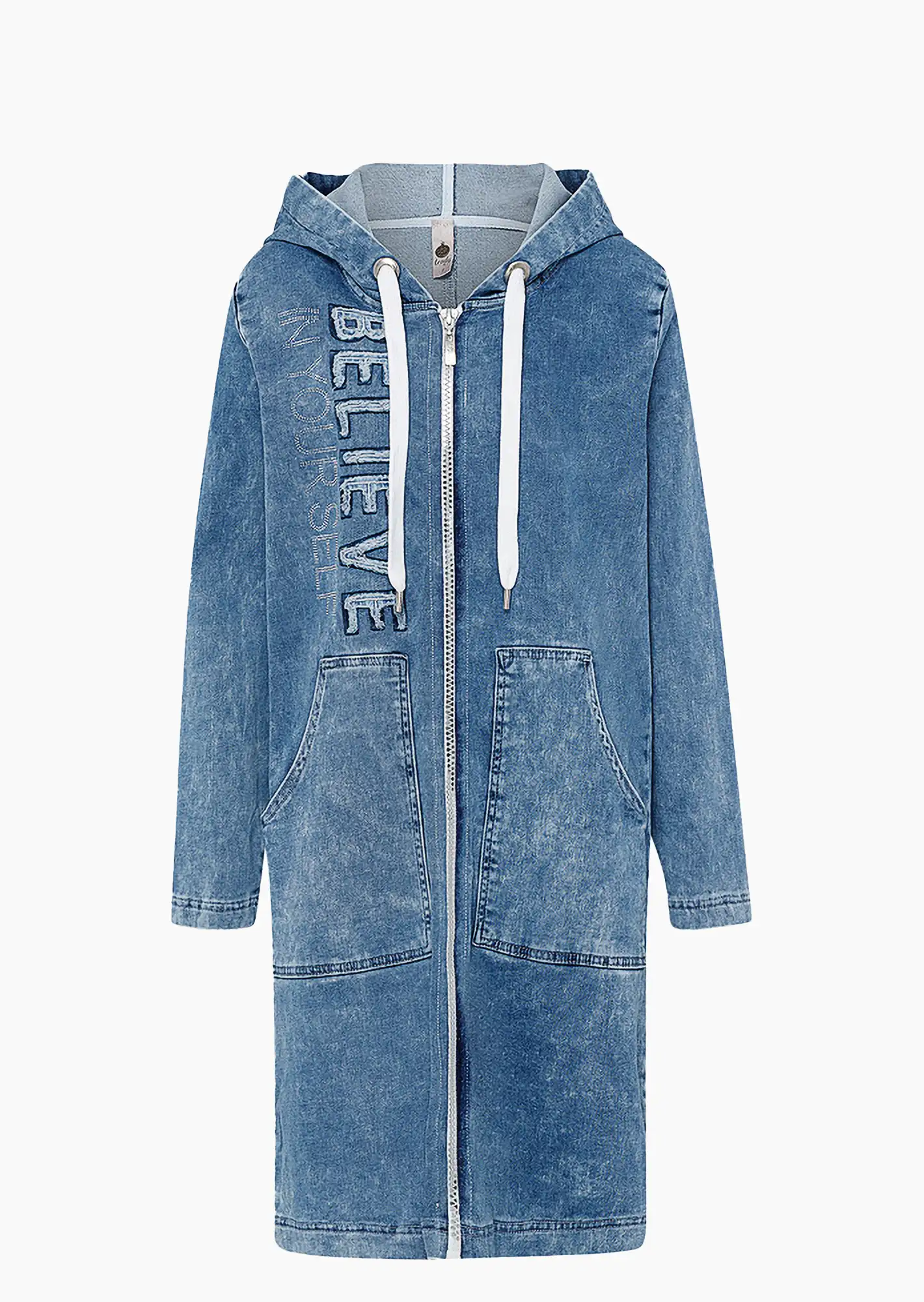 Denim-Mantel, light blue denim