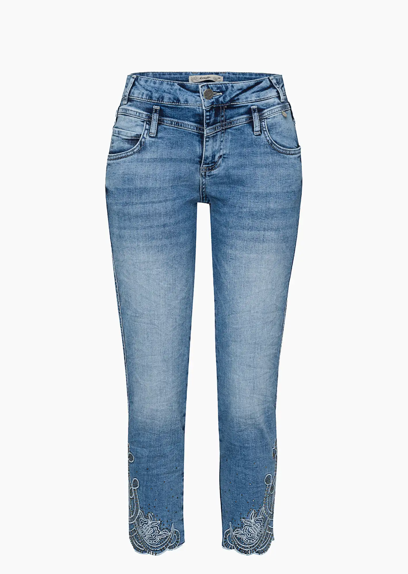 Jeans mit Stickerei, light blue denim