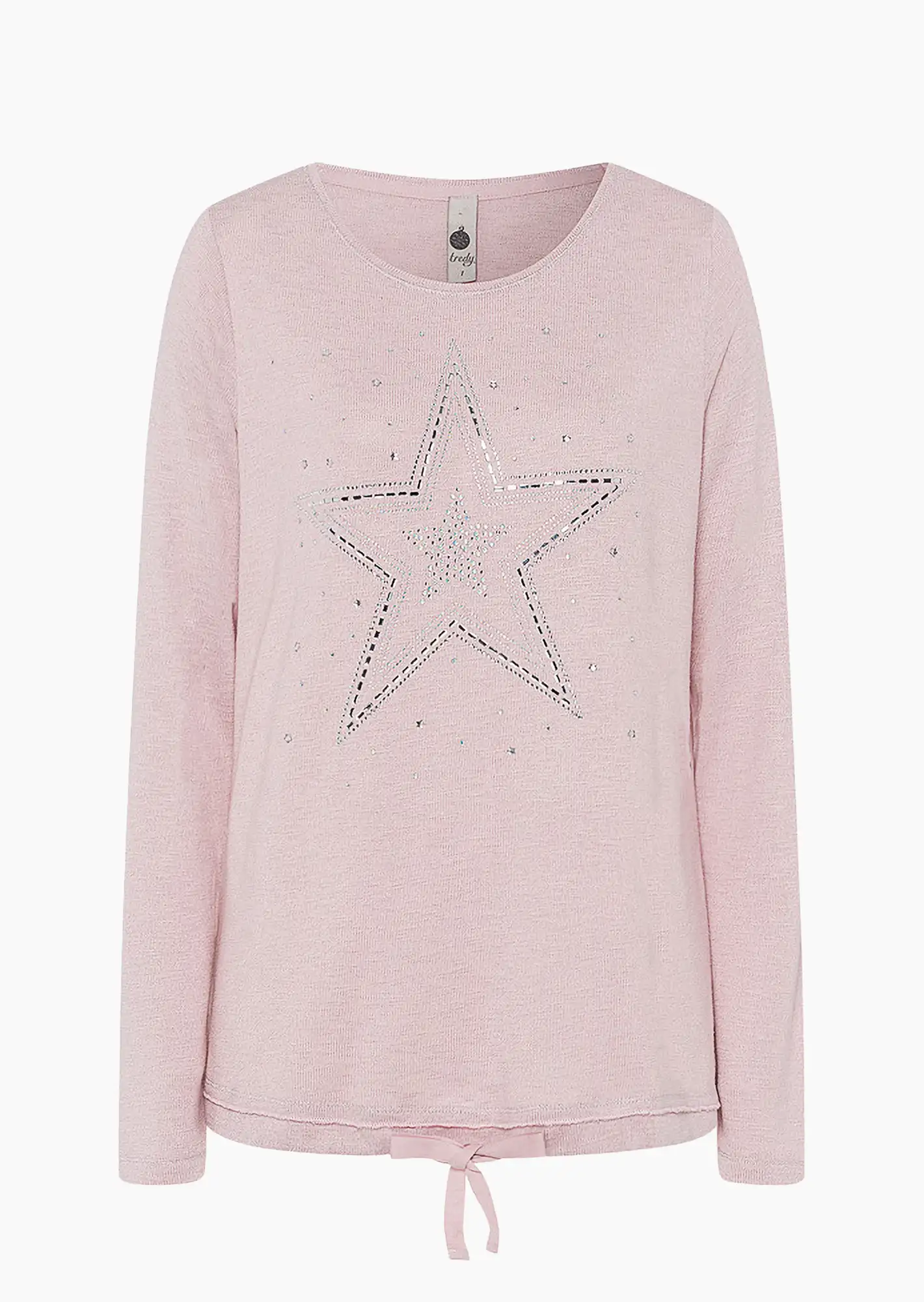 Langarmshirt 'Stern' in Strickoptik, rosenholz